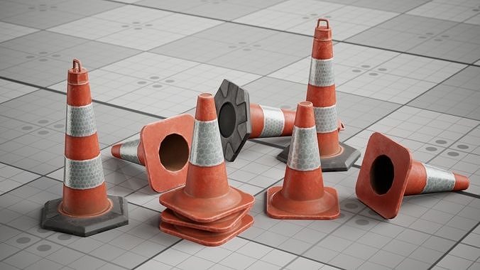 Traffic Safety Cone Game 3D model Low-poly 3D model