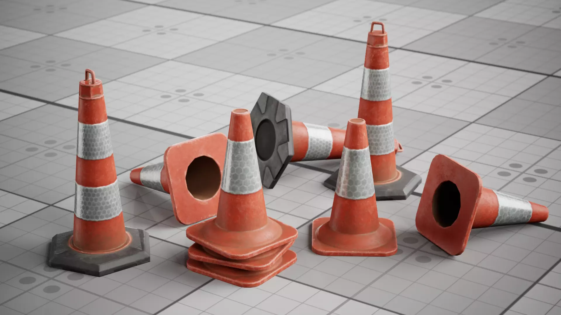 Traffic Safety Cone Game 3D model Low-poly 3D model_0