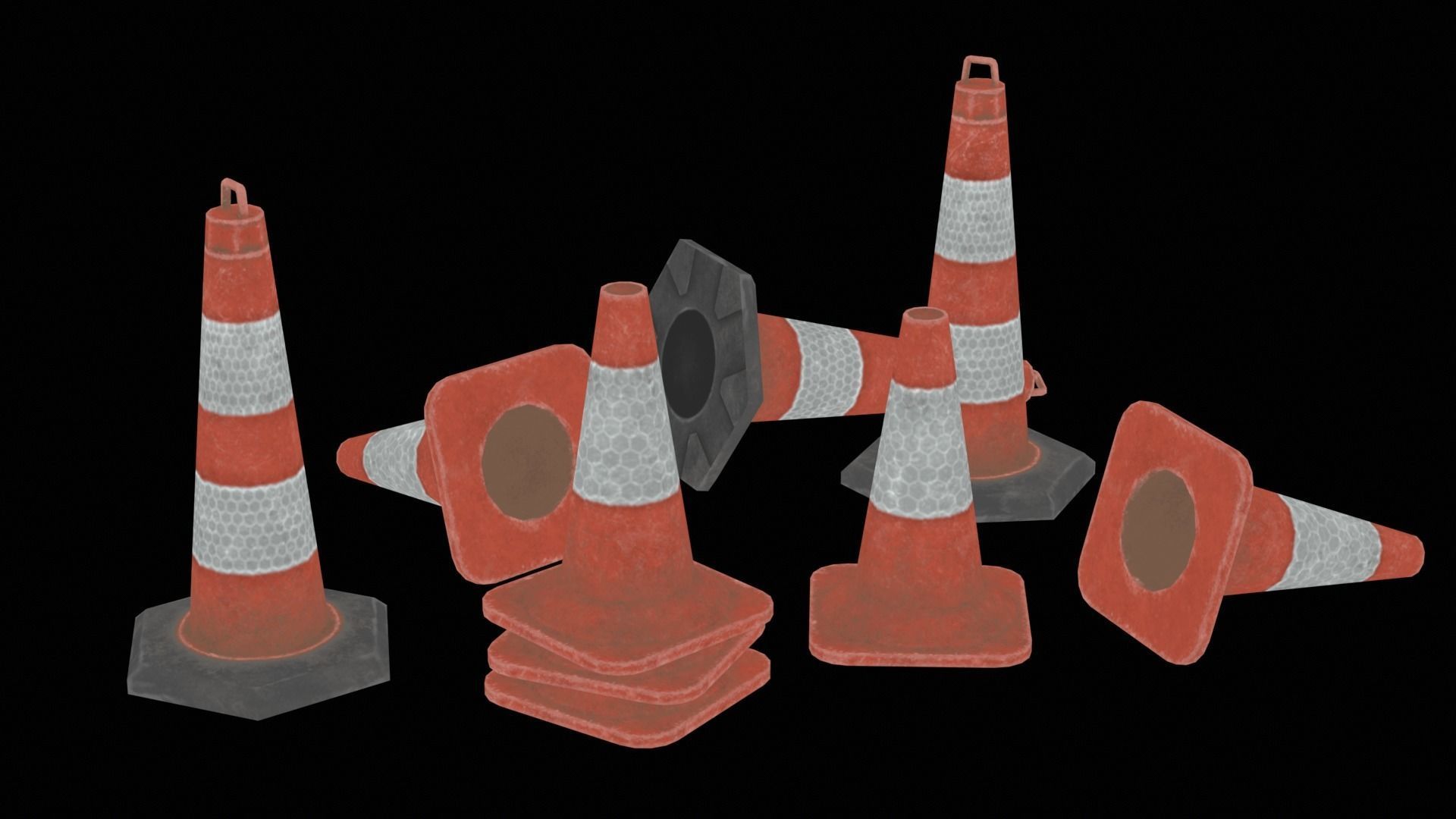 Traffic Safety Cone Game 3D model Low-poly 3D model_6
