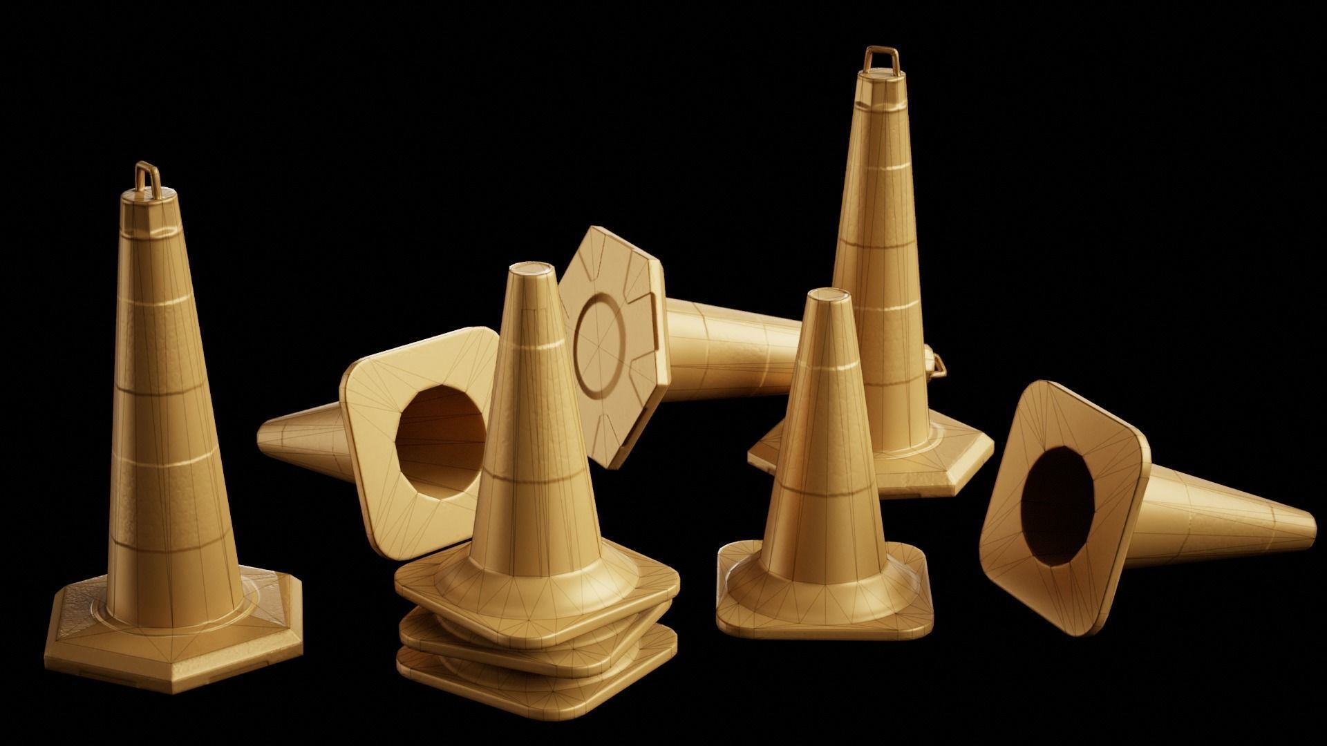 Traffic Safety Cone Game 3D model Low-poly 3D model_10