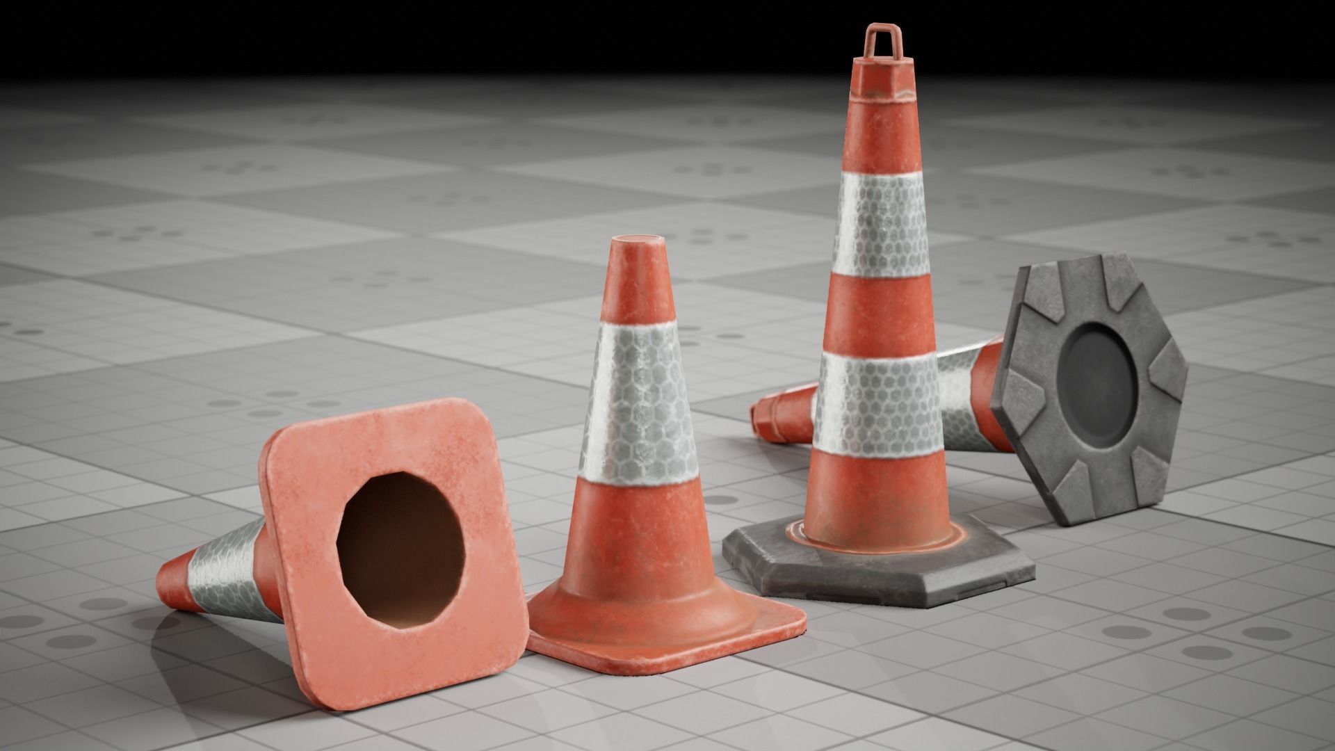 Traffic Safety Cone Game 3D model Low-poly 3D model_5