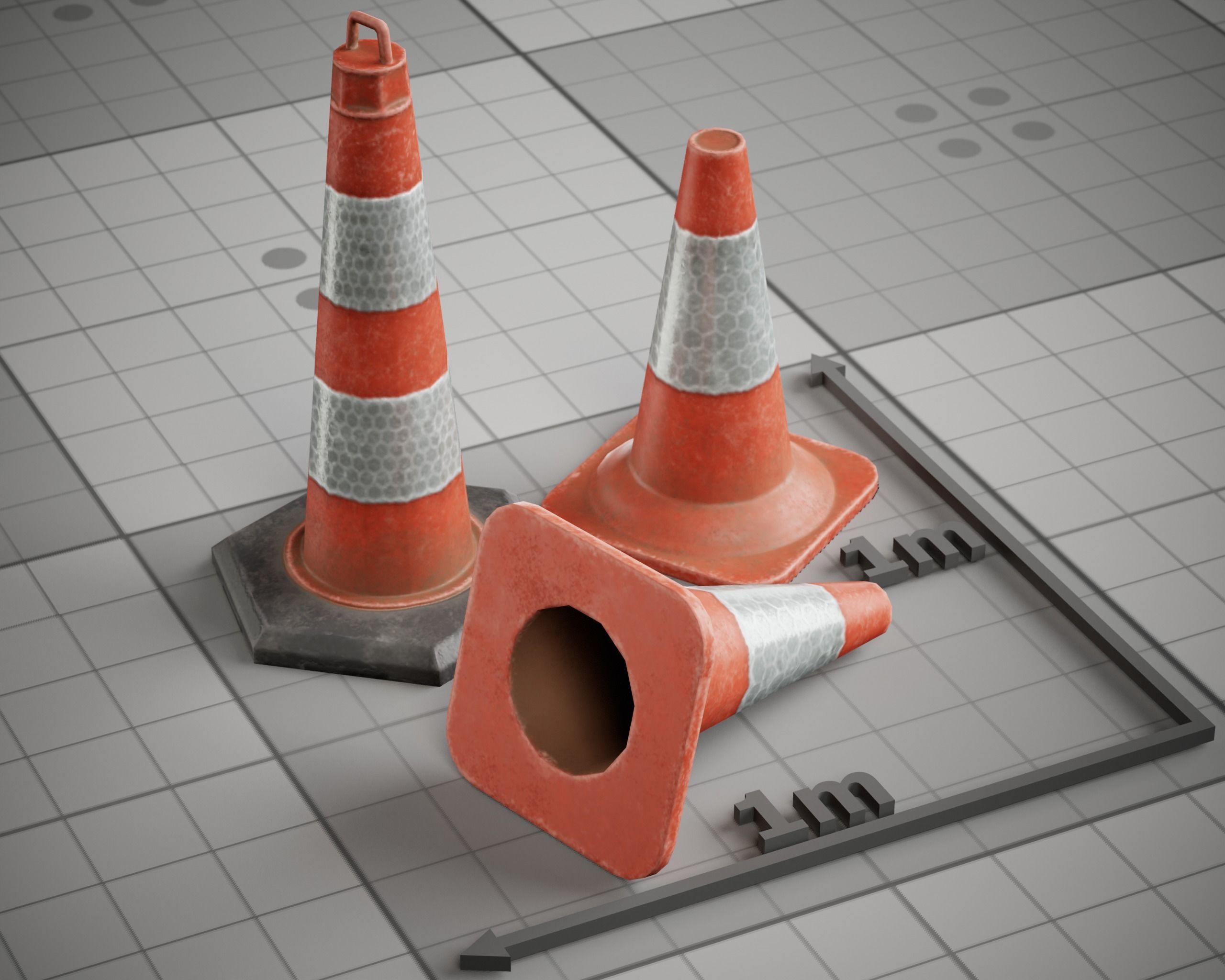 Traffic Safety Cone Game 3D model Low-poly 3D model_3