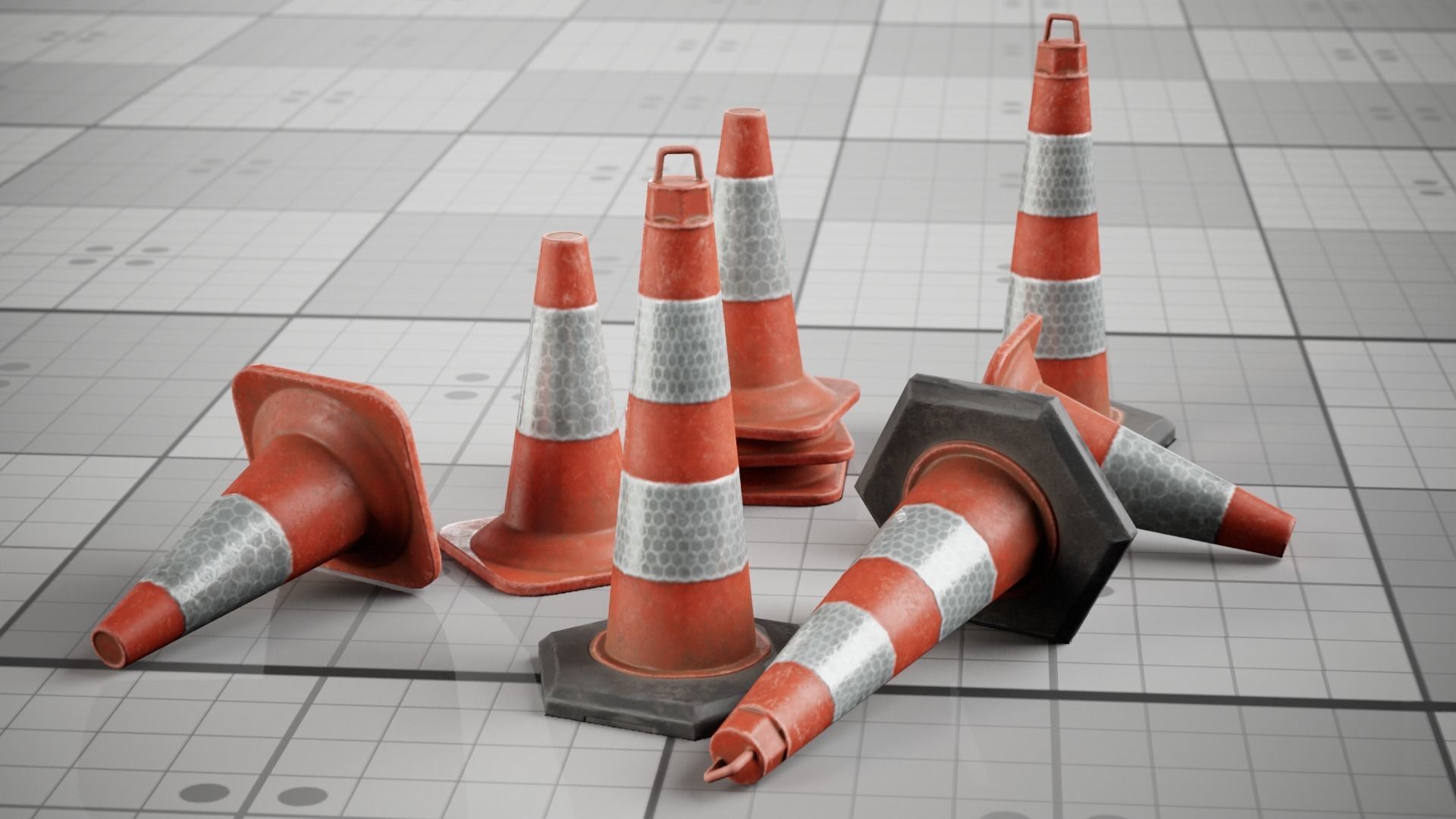 Traffic Safety Cone Game 3D model Low-poly 3D model_2