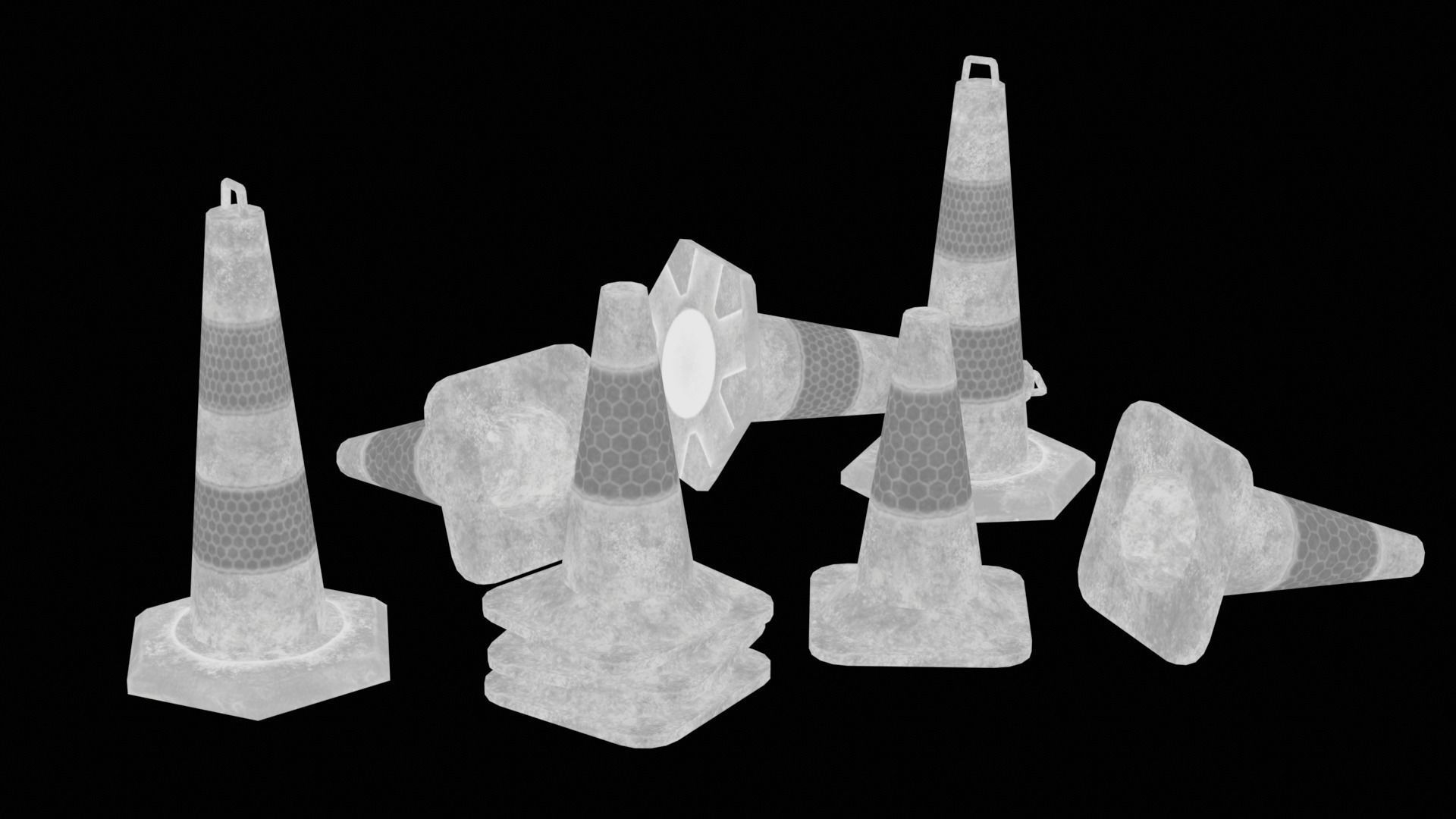 Traffic Safety Cone Game 3D model Low-poly 3D model_9