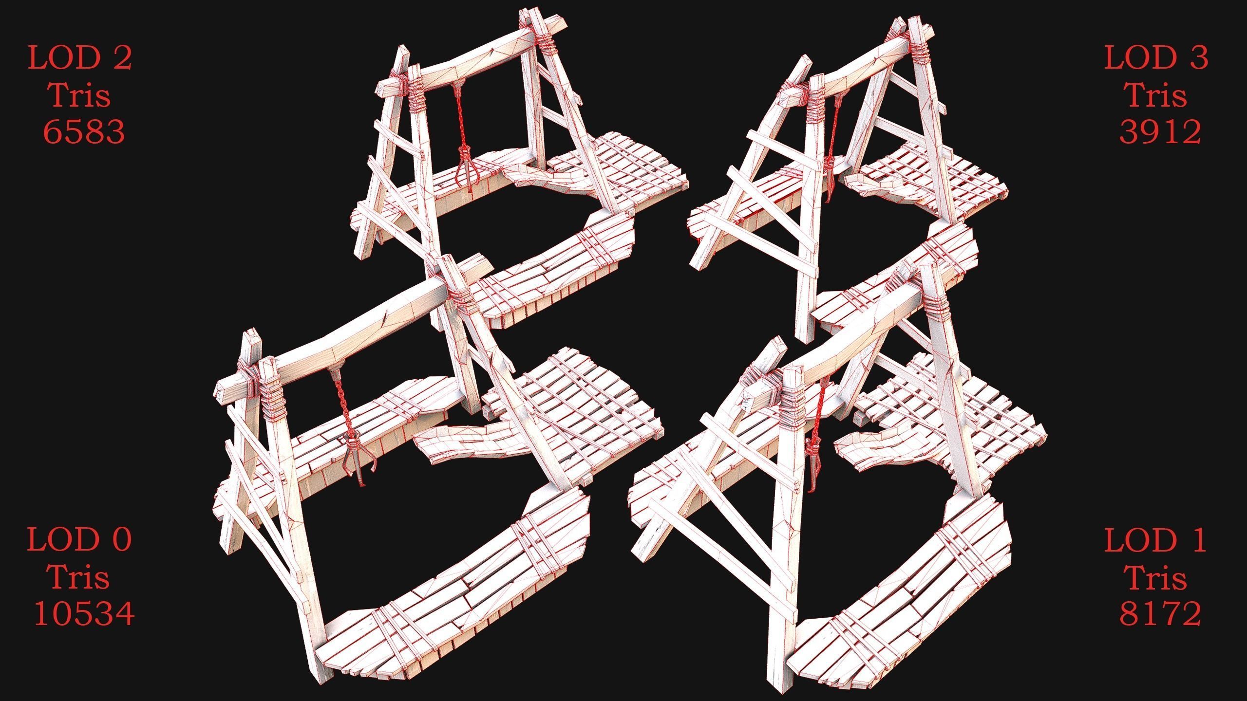 Quarry Crane for Resource Extraction Low-poly 3D model_2