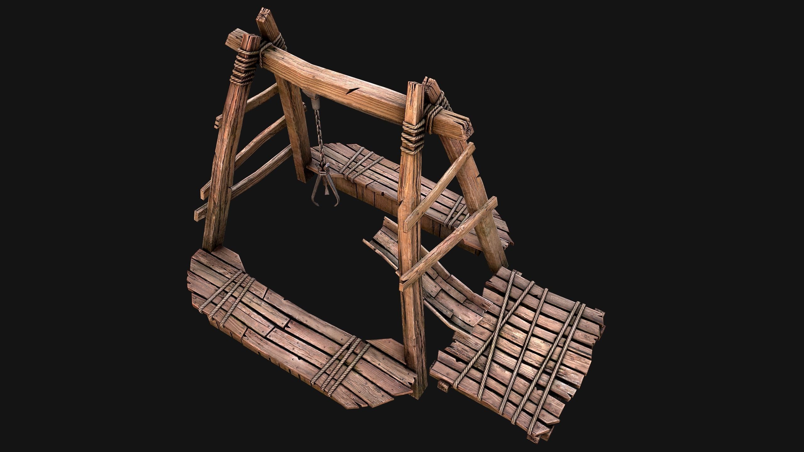 Quarry Crane for Resource Extraction Low-poly 3D model_23