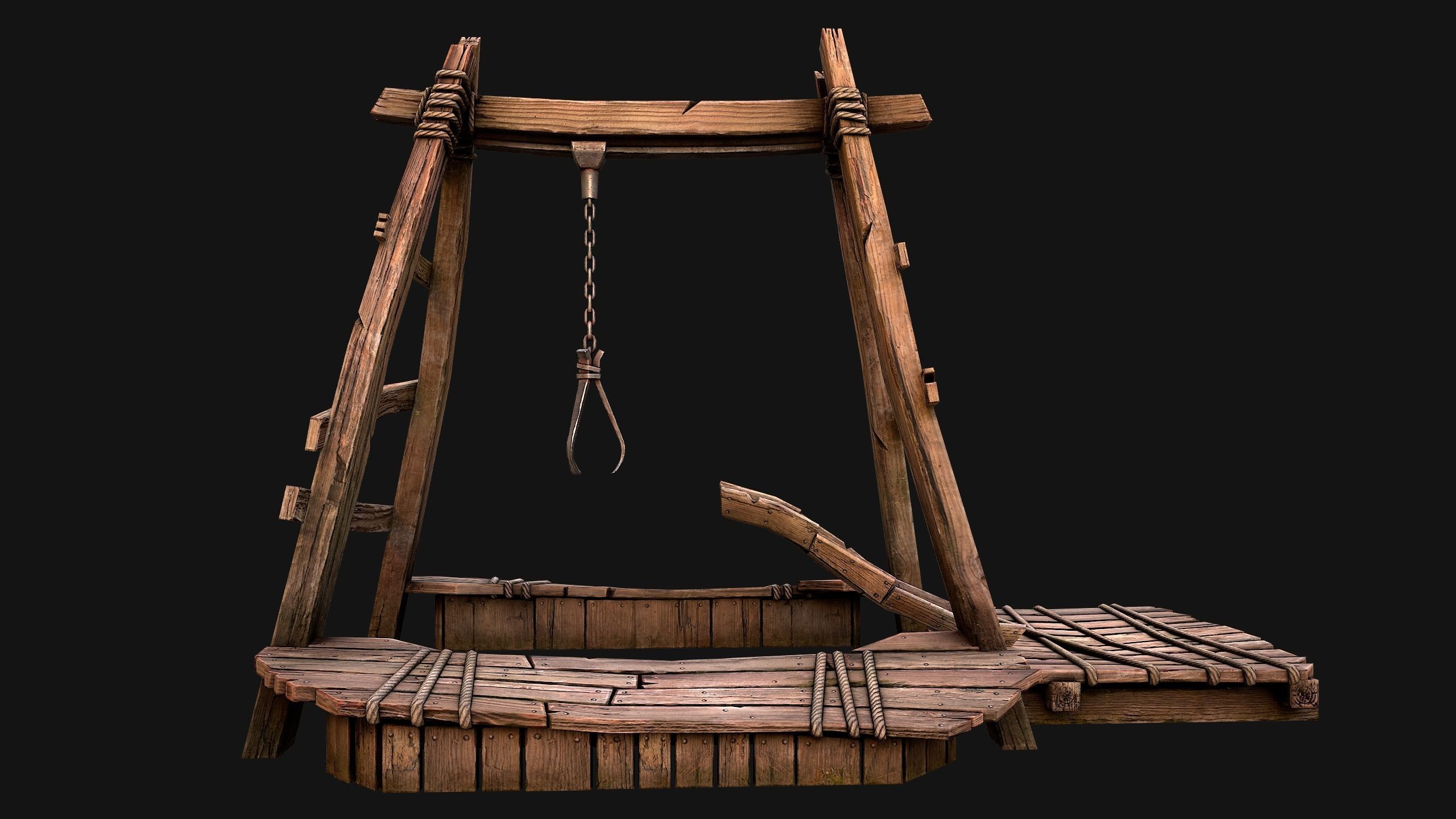 Quarry Crane for Resource Extraction Low-poly 3D model_20