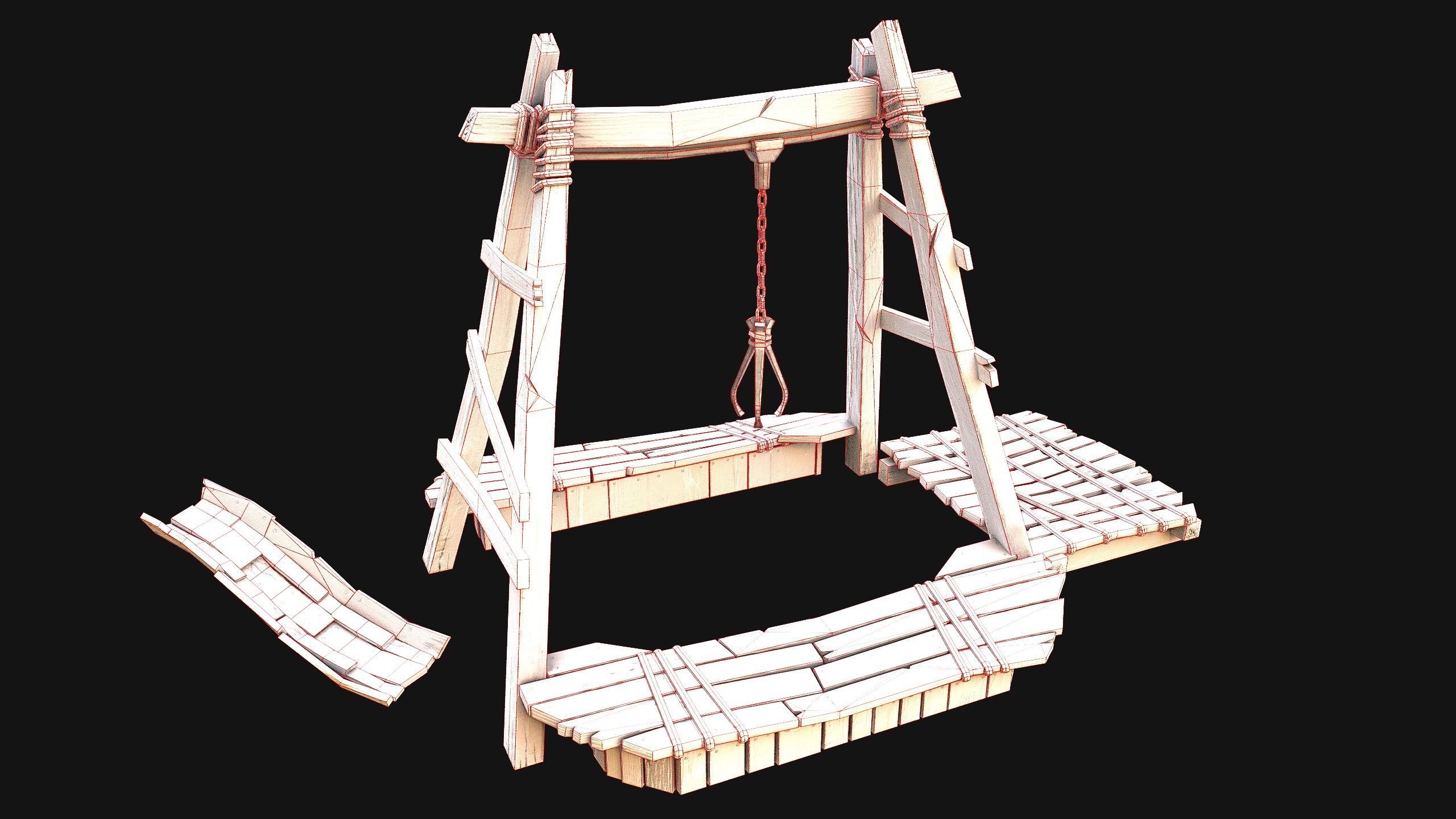 Quarry Crane for Resource Extraction Low-poly 3D model_25