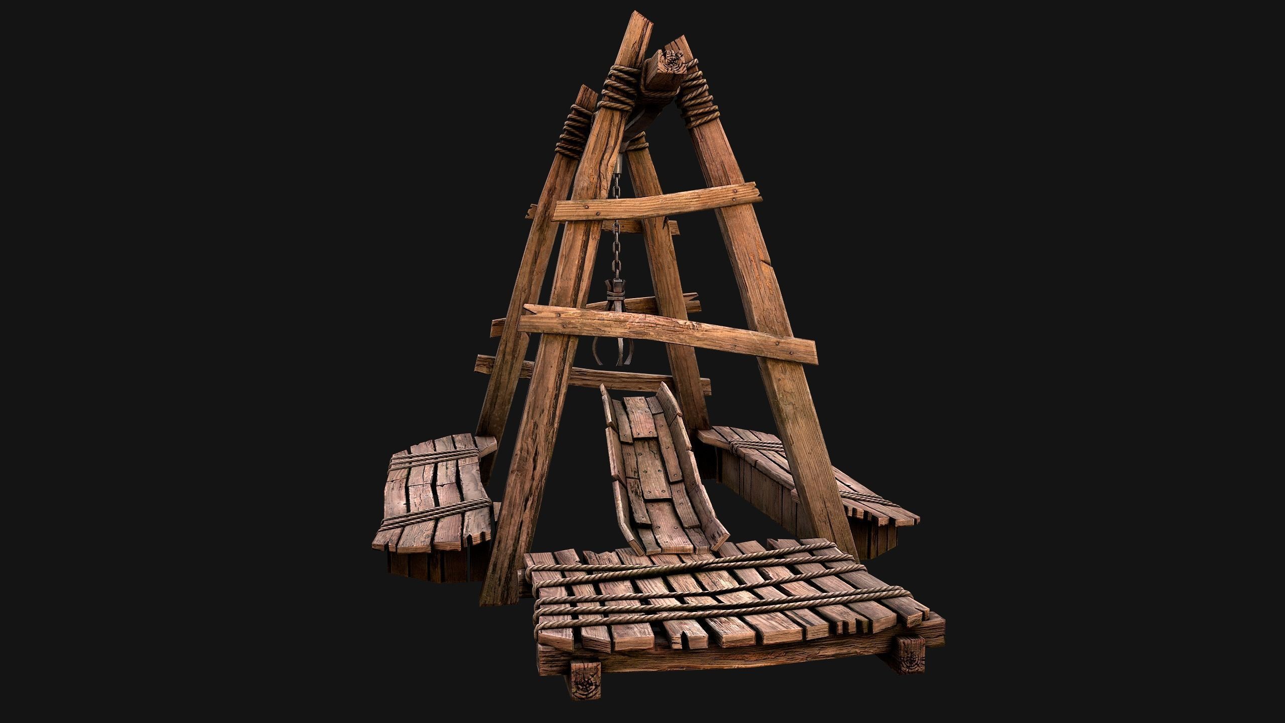 Quarry Crane for Resource Extraction Low-poly 3D model_7