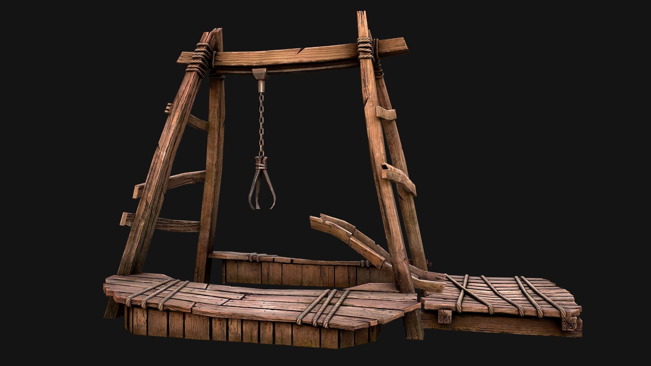 Quarry Crane for Resource Extraction Low-poly 3D model_21