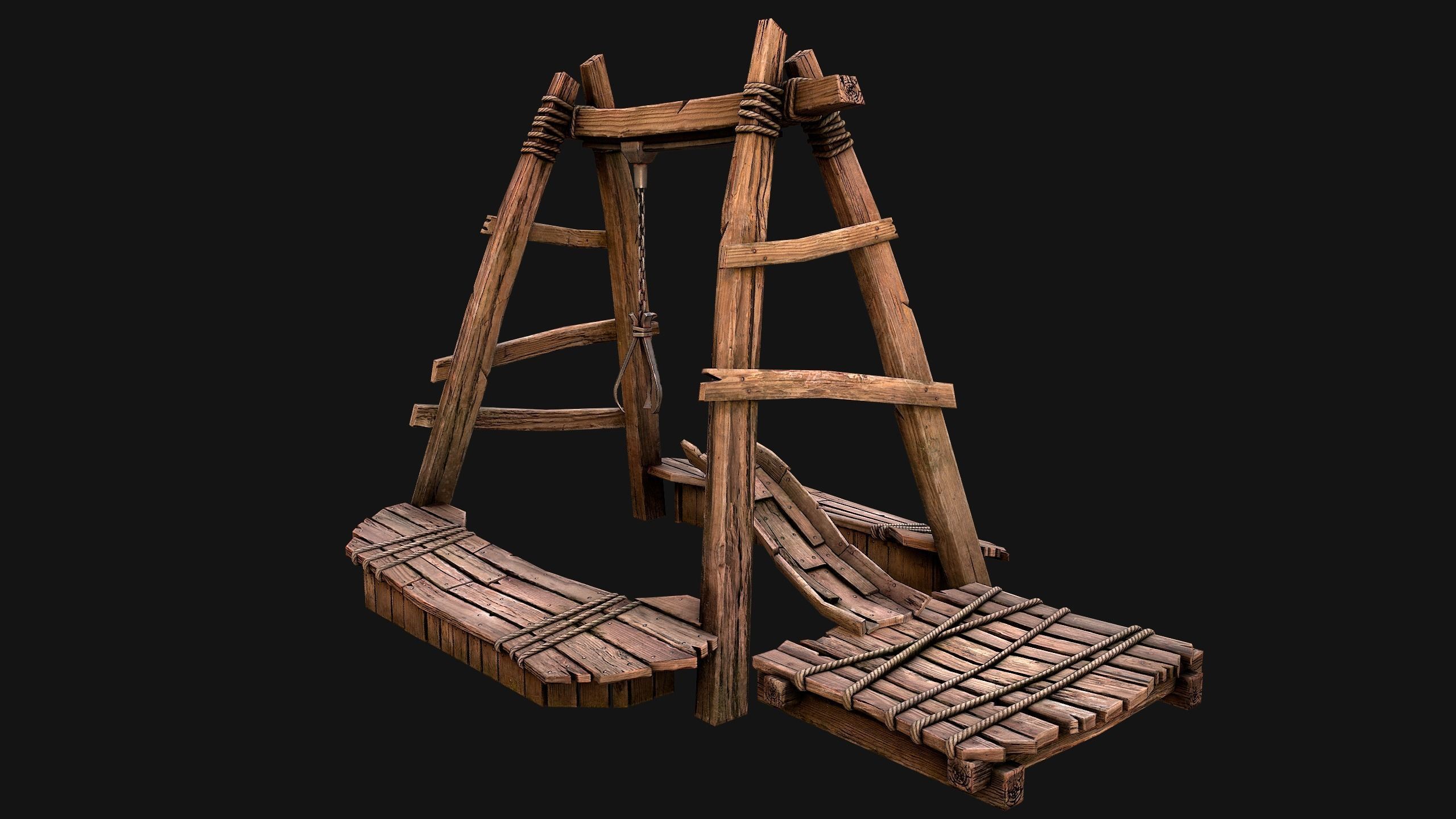 Quarry Crane for Resource Extraction Low-poly 3D model_4