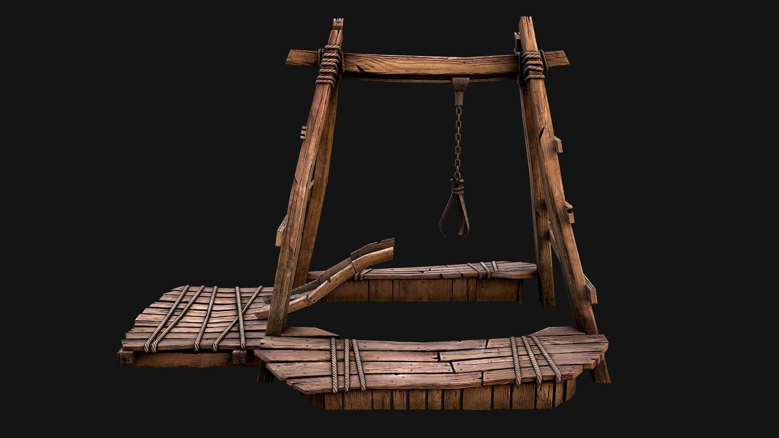 Quarry Crane for Resource Extraction Low-poly 3D model_12