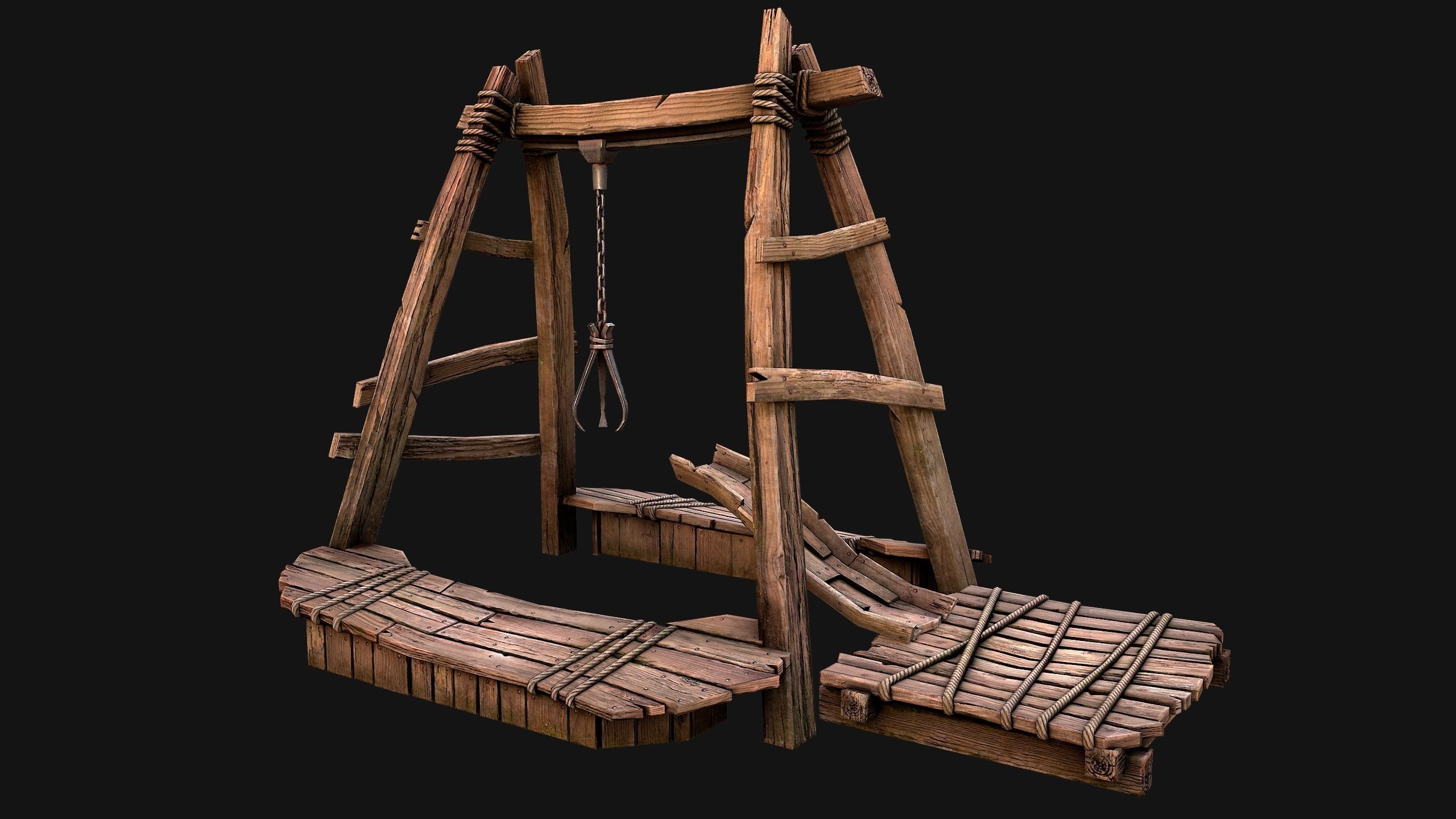 Quarry Crane for Resource Extraction Low-poly 3D model_22