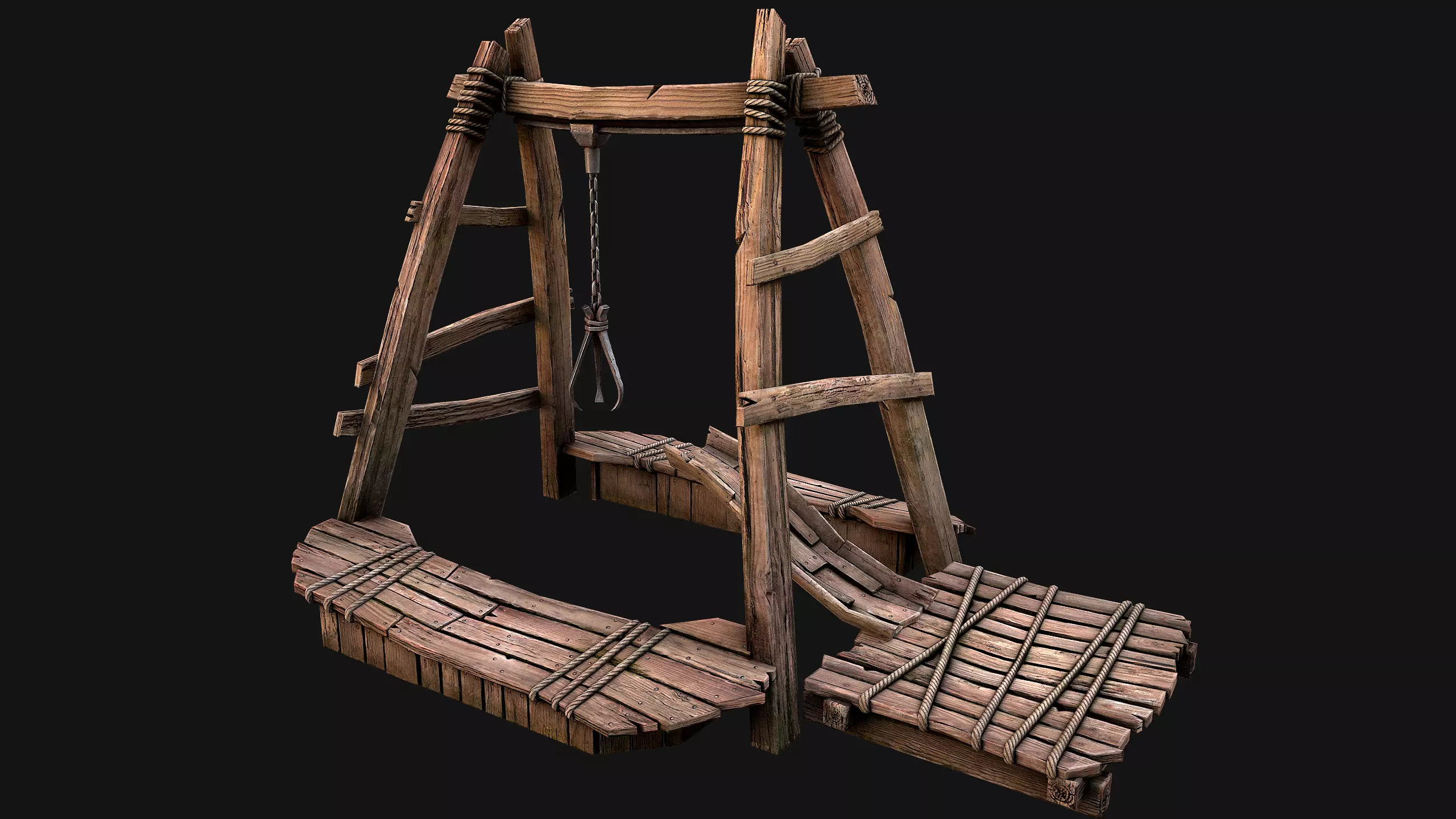 Quarry Crane for Resource Extraction Low-poly 3D model_0