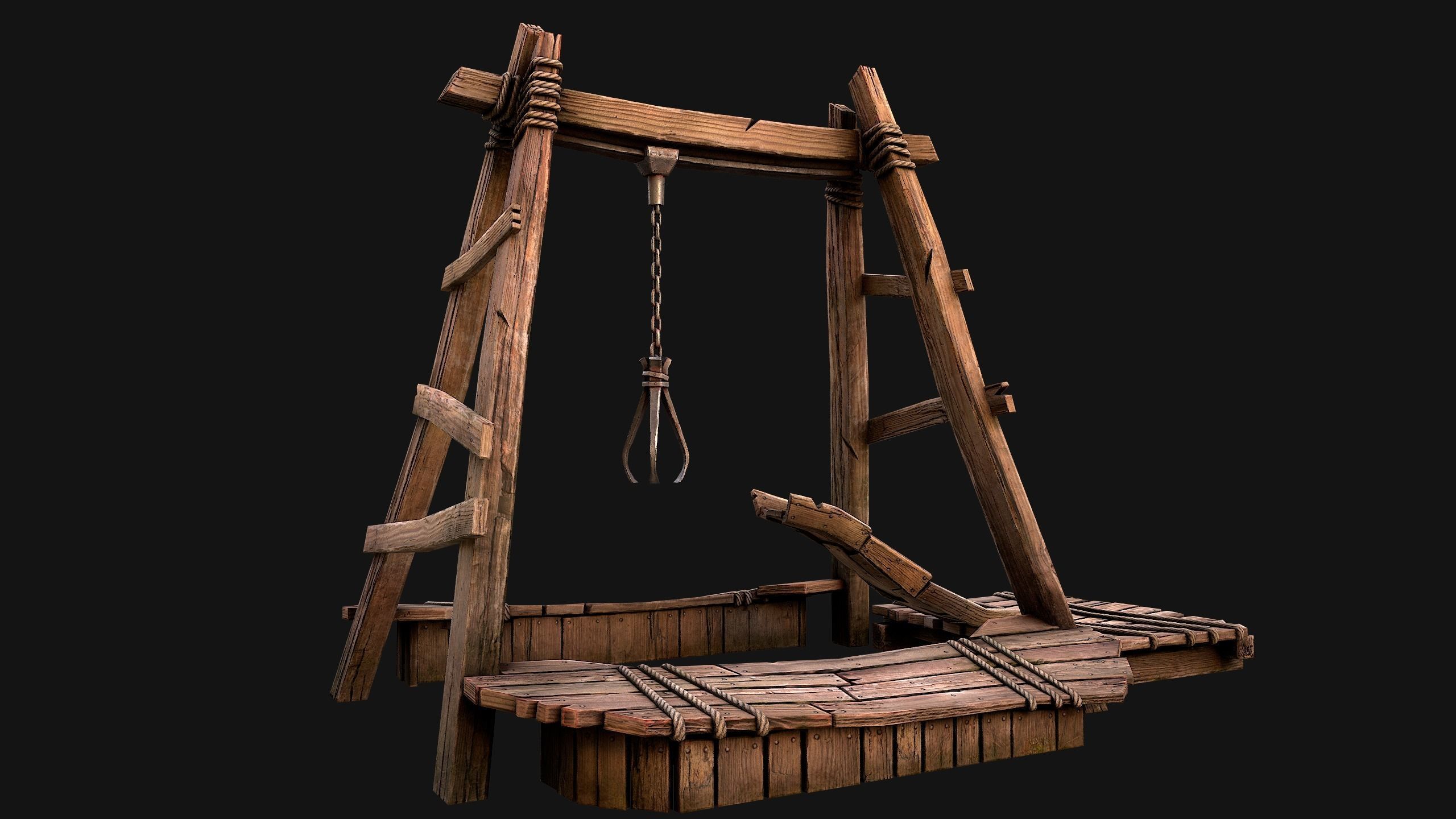 Quarry Crane for Resource Extraction Low-poly 3D model_19