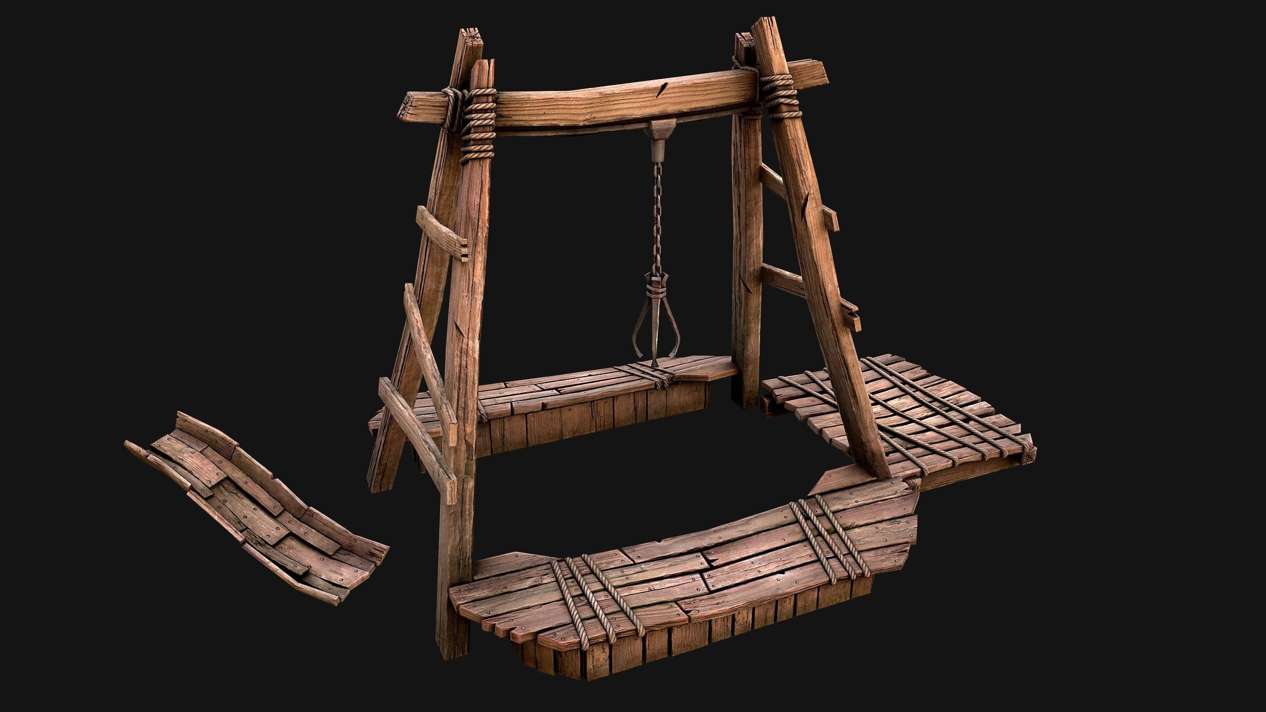 Quarry Crane for Resource Extraction Low-poly 3D model_3