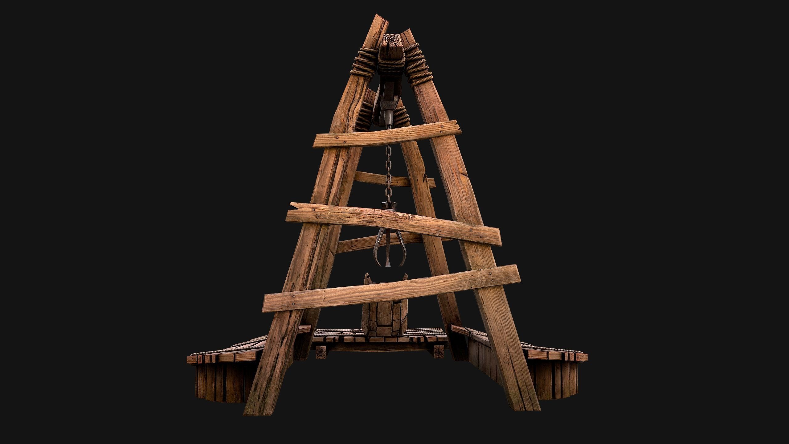 Quarry Crane for Resource Extraction Low-poly 3D model_16