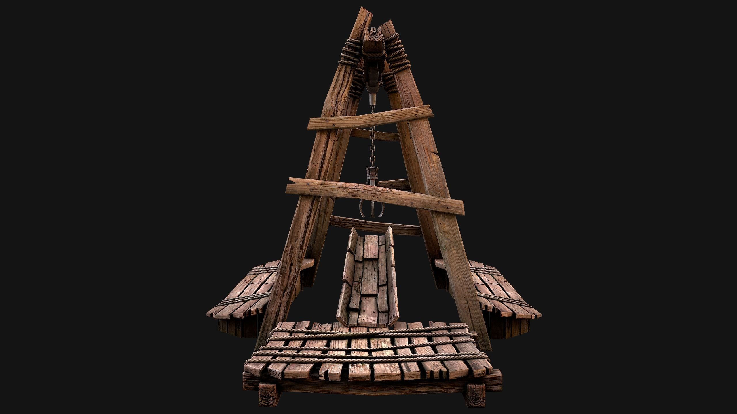 Quarry Crane for Resource Extraction Low-poly 3D model_8