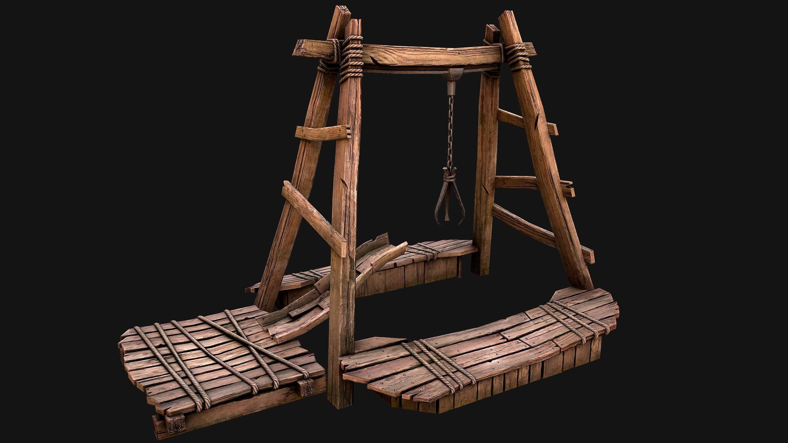 Quarry Crane for Resource Extraction Low-poly 3D model_11