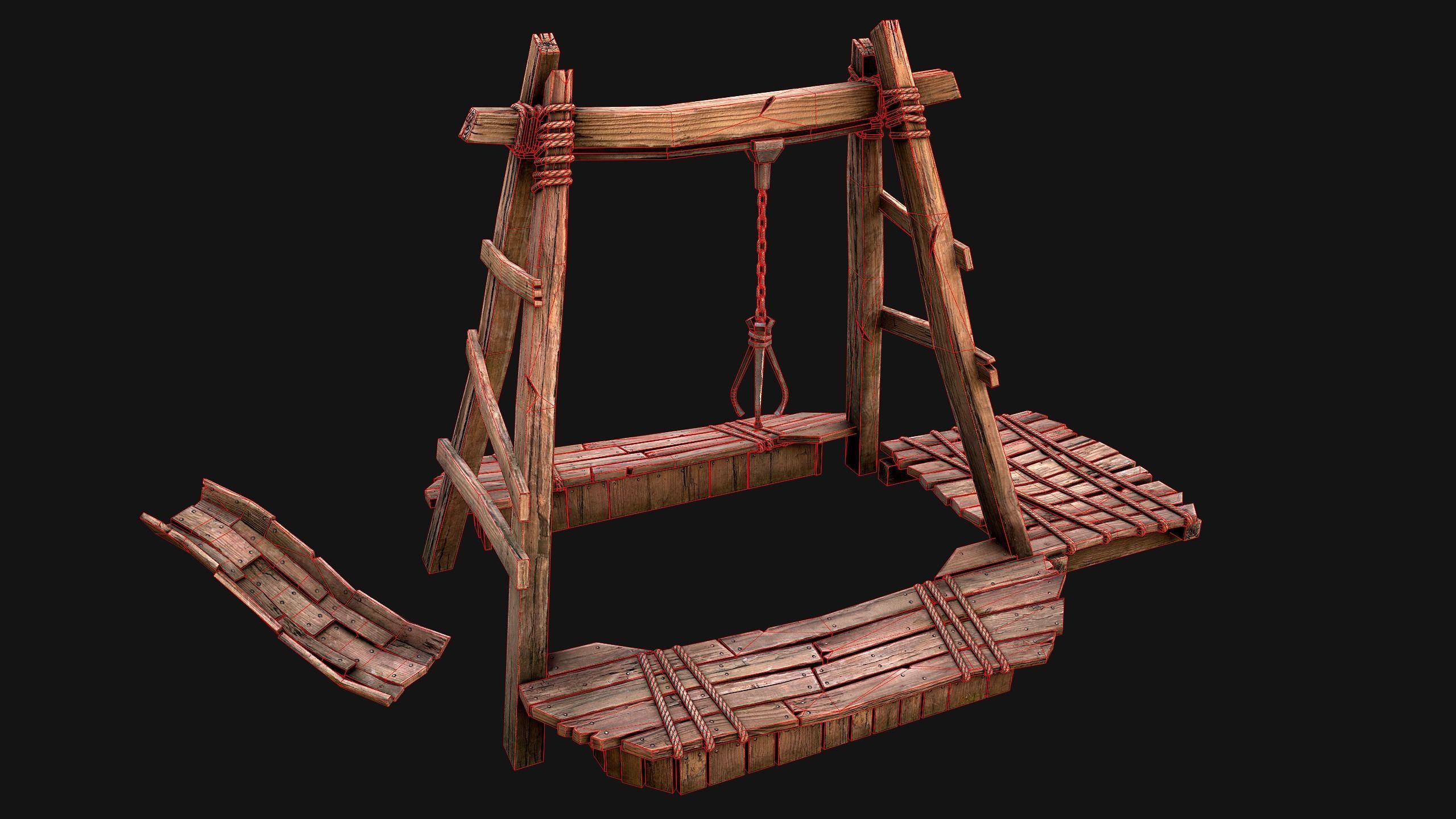 Quarry Crane for Resource Extraction Low-poly 3D model_24