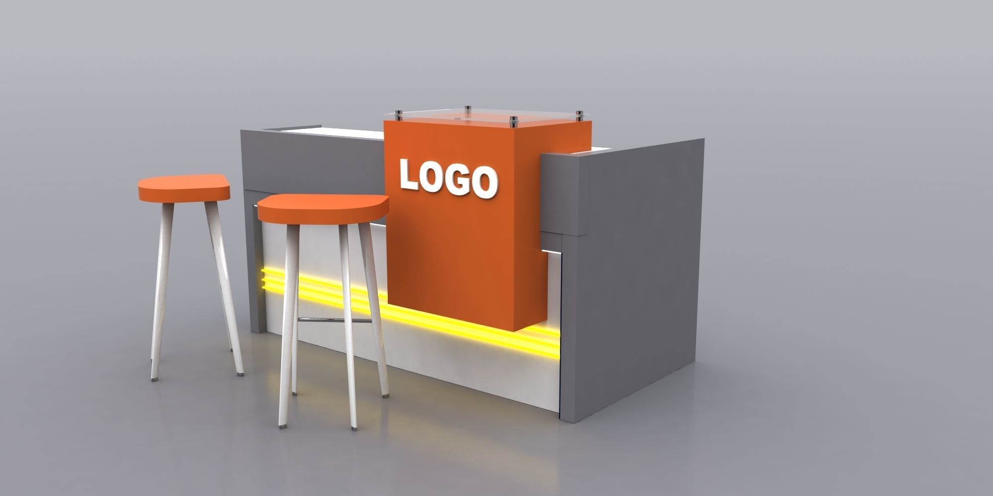 Reception Counter Design 3D model_1