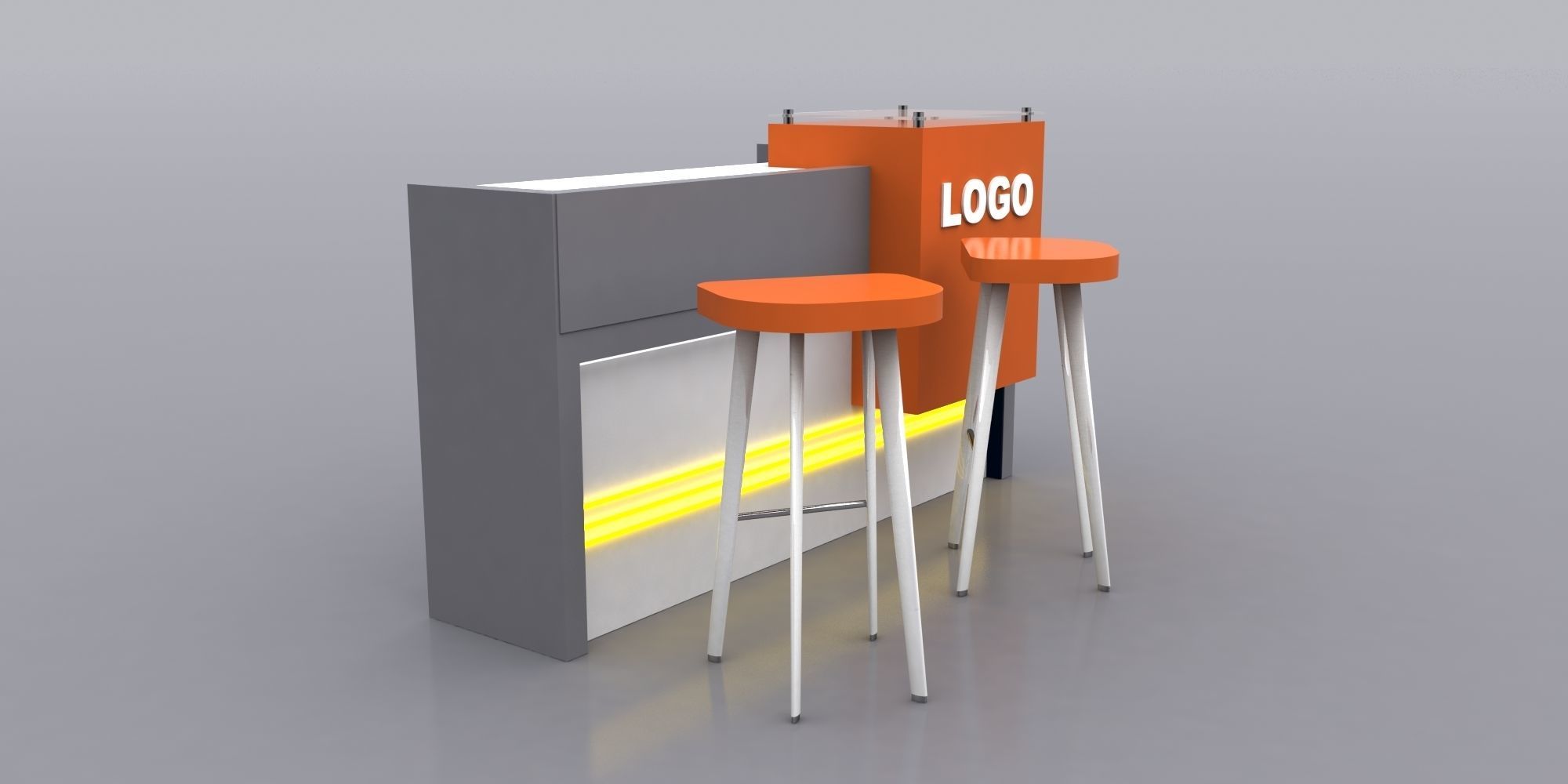 Reception Counter Design 3D model_2