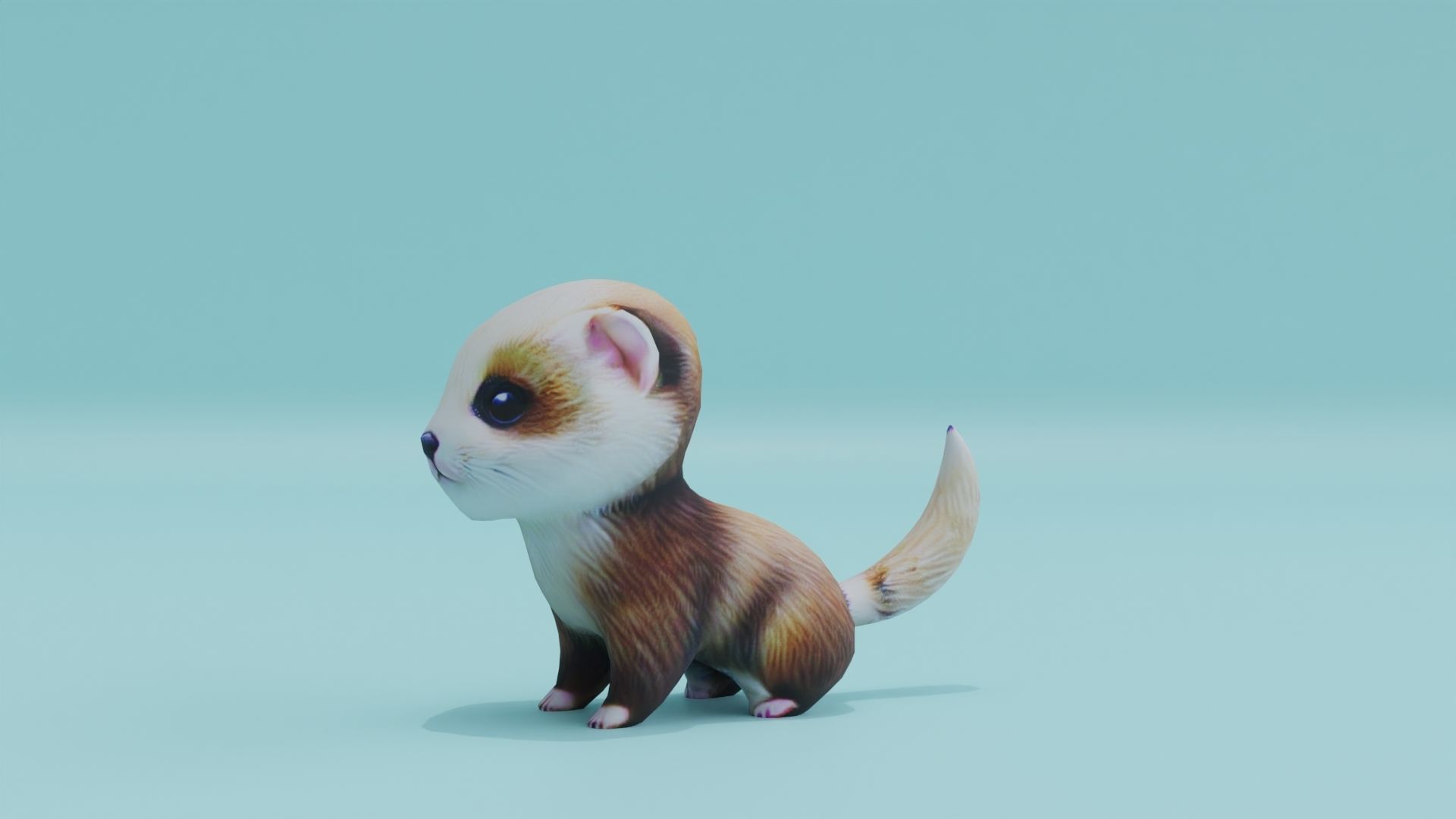 Baby Ferret Low-poly 3D model_2
