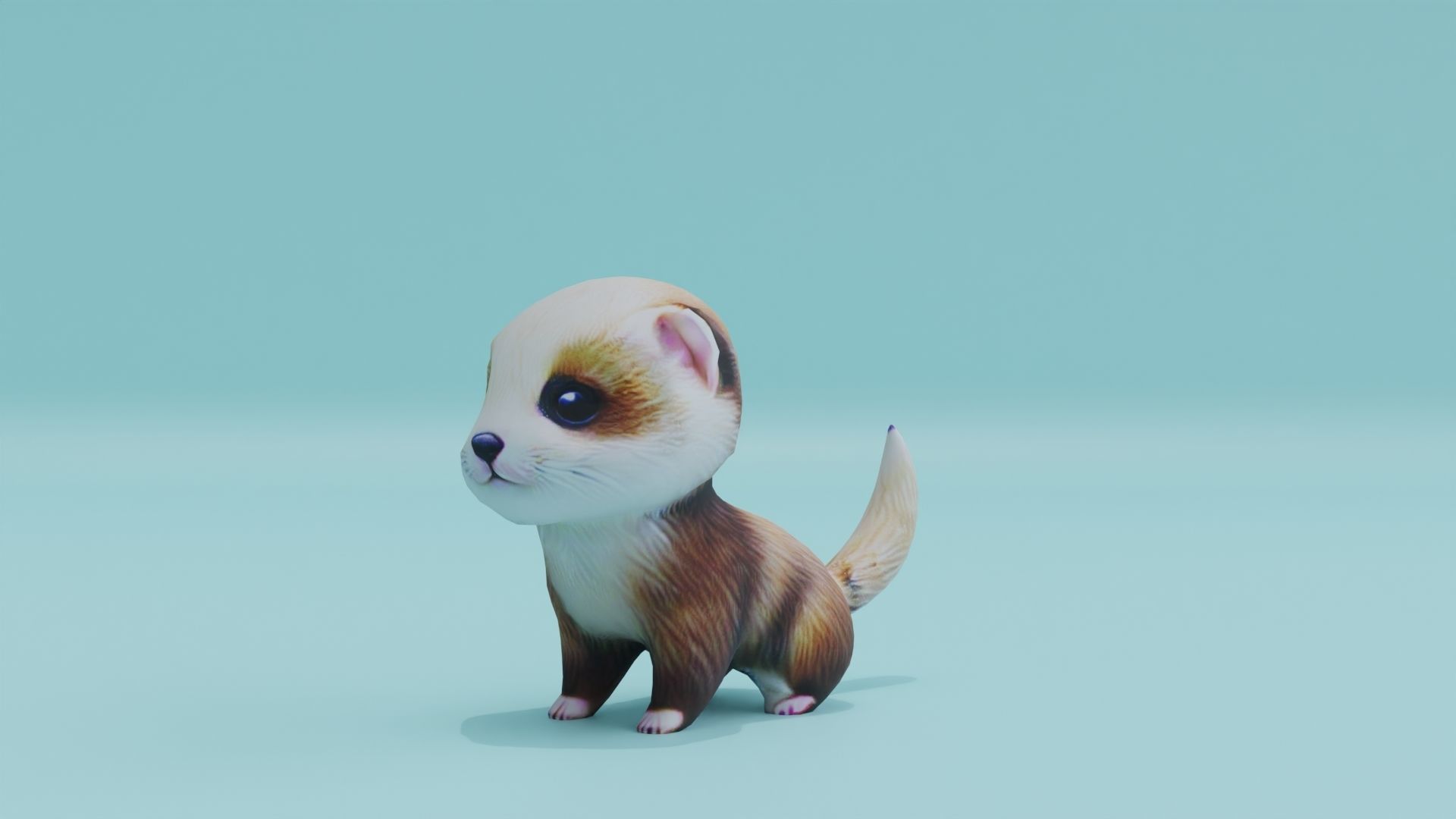 Baby Ferret Low-poly 3D model_1