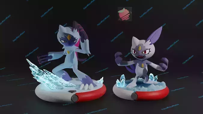 Hisuian Sneasel and Sneasler presupported 3D print model
