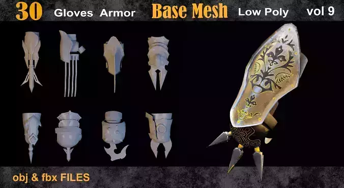 30  Gloves Armor  Base Mesh vol 9