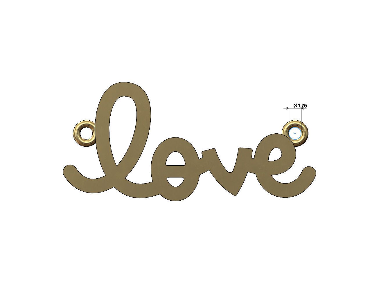 Simple love pendant and charm 3D print model_5
