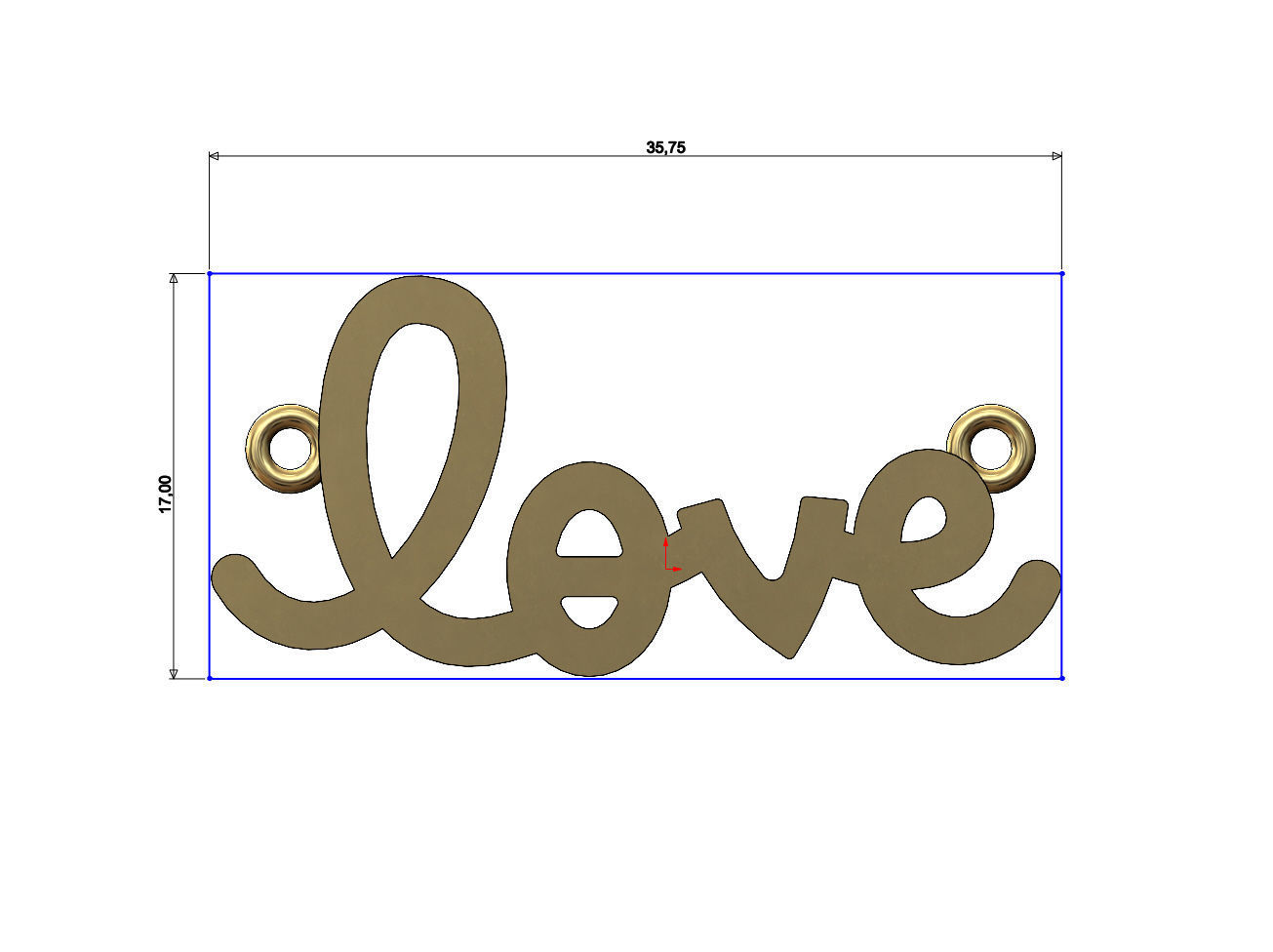 Simple love pendant and charm 3D print model_4