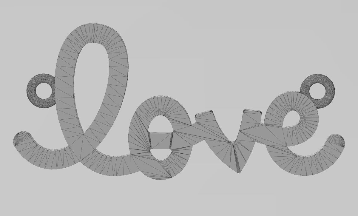 Simple love pendant and charm 3D print model_11