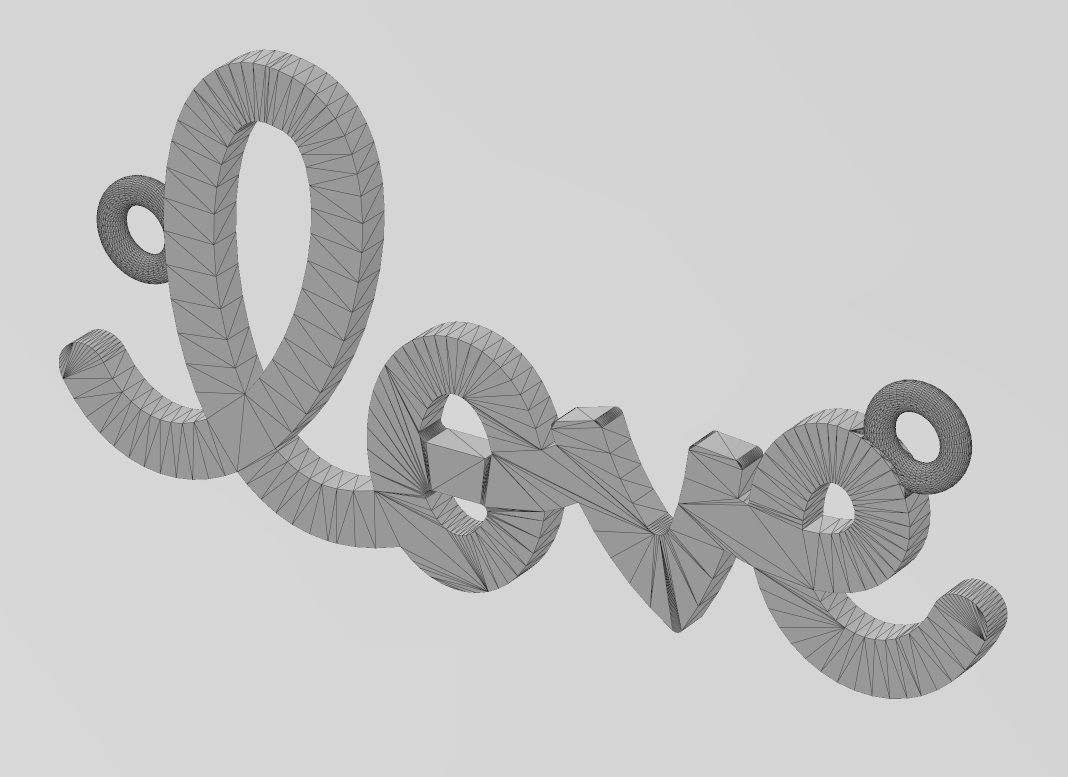 Simple love pendant and charm 3D print model_10