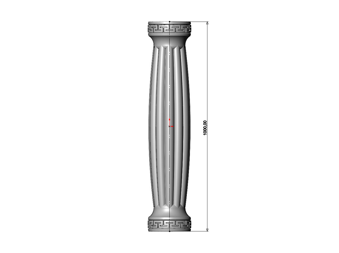 Ribbed rounded greek key pattern ends pillar column 3D print model_6