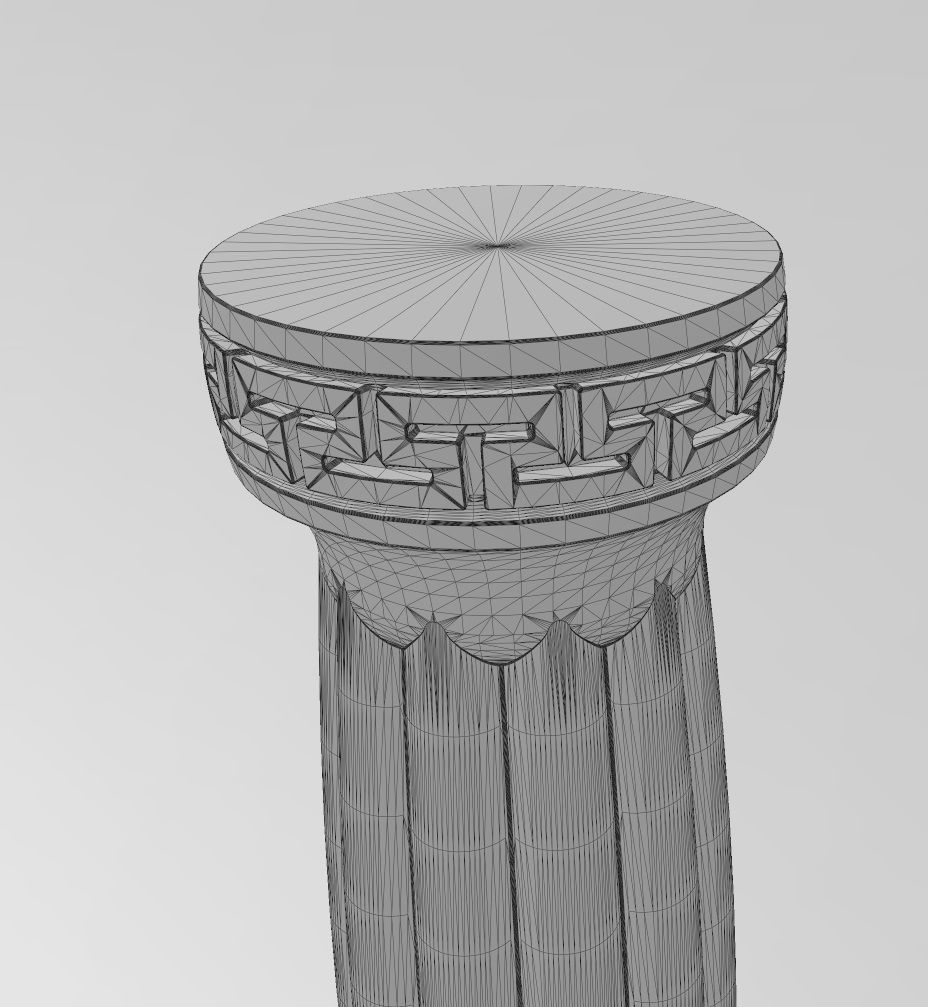 Ribbed rounded greek key pattern ends pillar column 3D print model_17