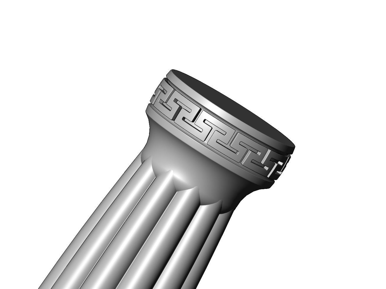 Ribbed rounded greek key pattern ends pillar column 3D print model_3
