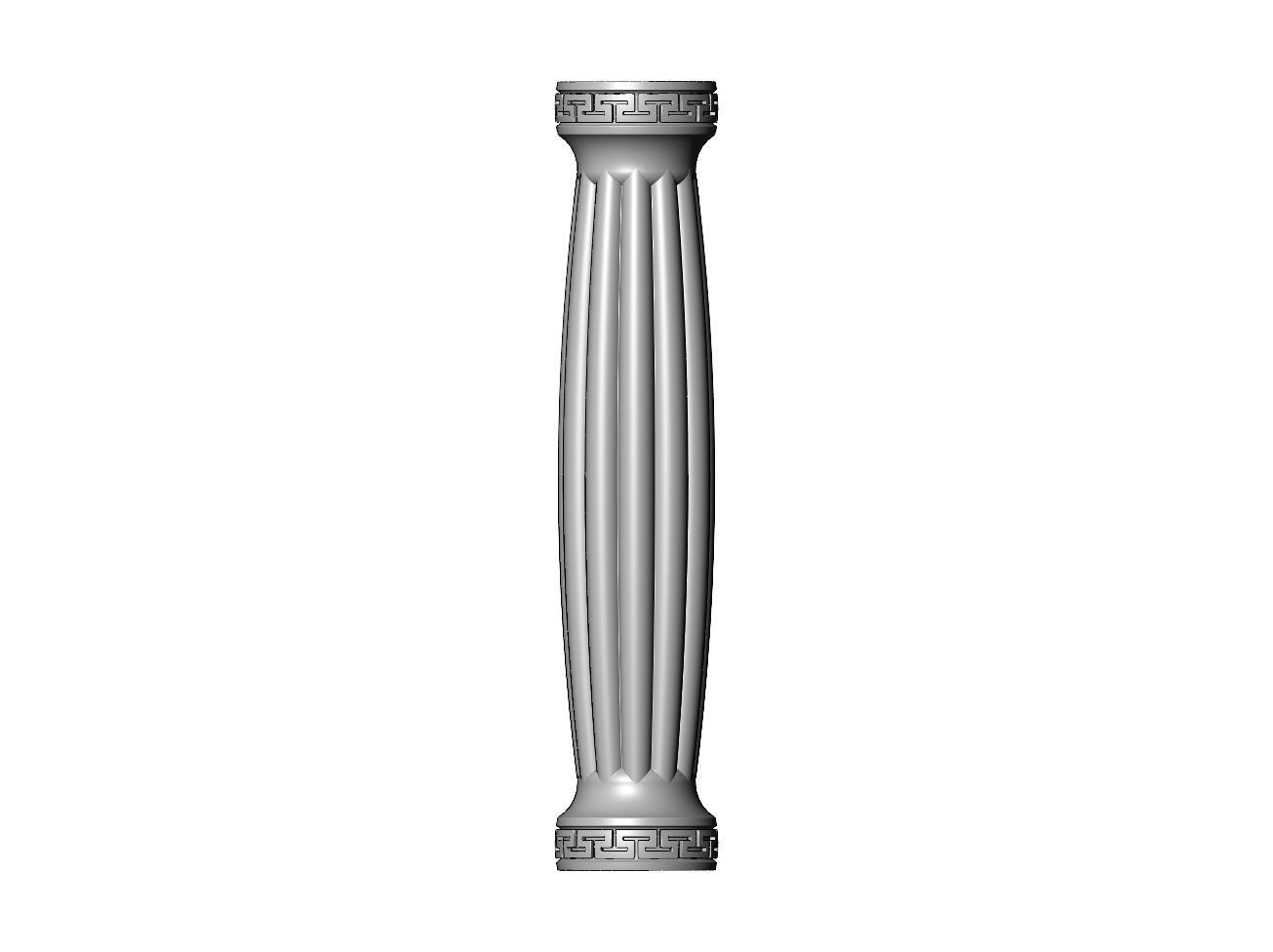 Ribbed rounded greek key pattern ends pillar column 3D print model_1
