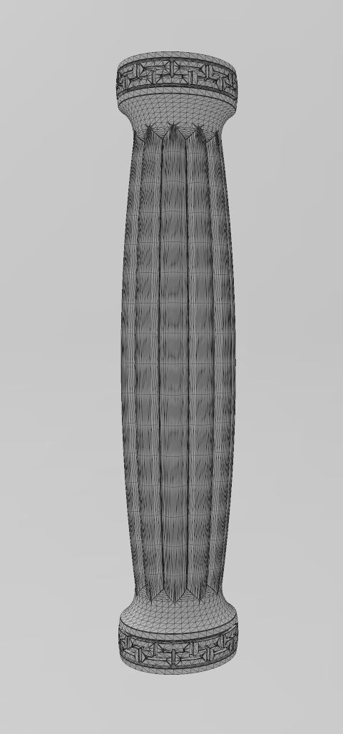 Ribbed rounded greek key pattern ends pillar column 3D print model_14