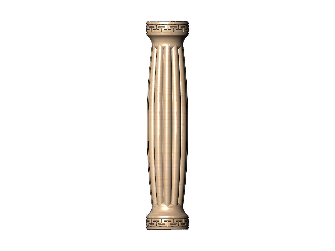 Ribbed rounded greek key pattern ends pillar column 3D print model_9