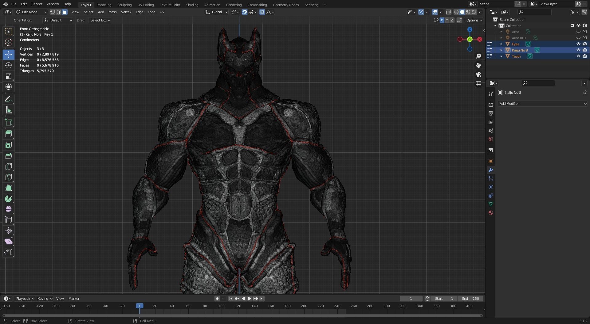 High Poly - Kaiju No 8 - Hibino Kafka 3D model_13