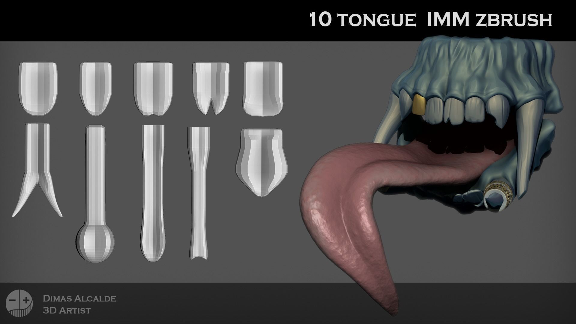 10 Character and Monster tongue zBRUSH IMM Low-poly 3D model_1