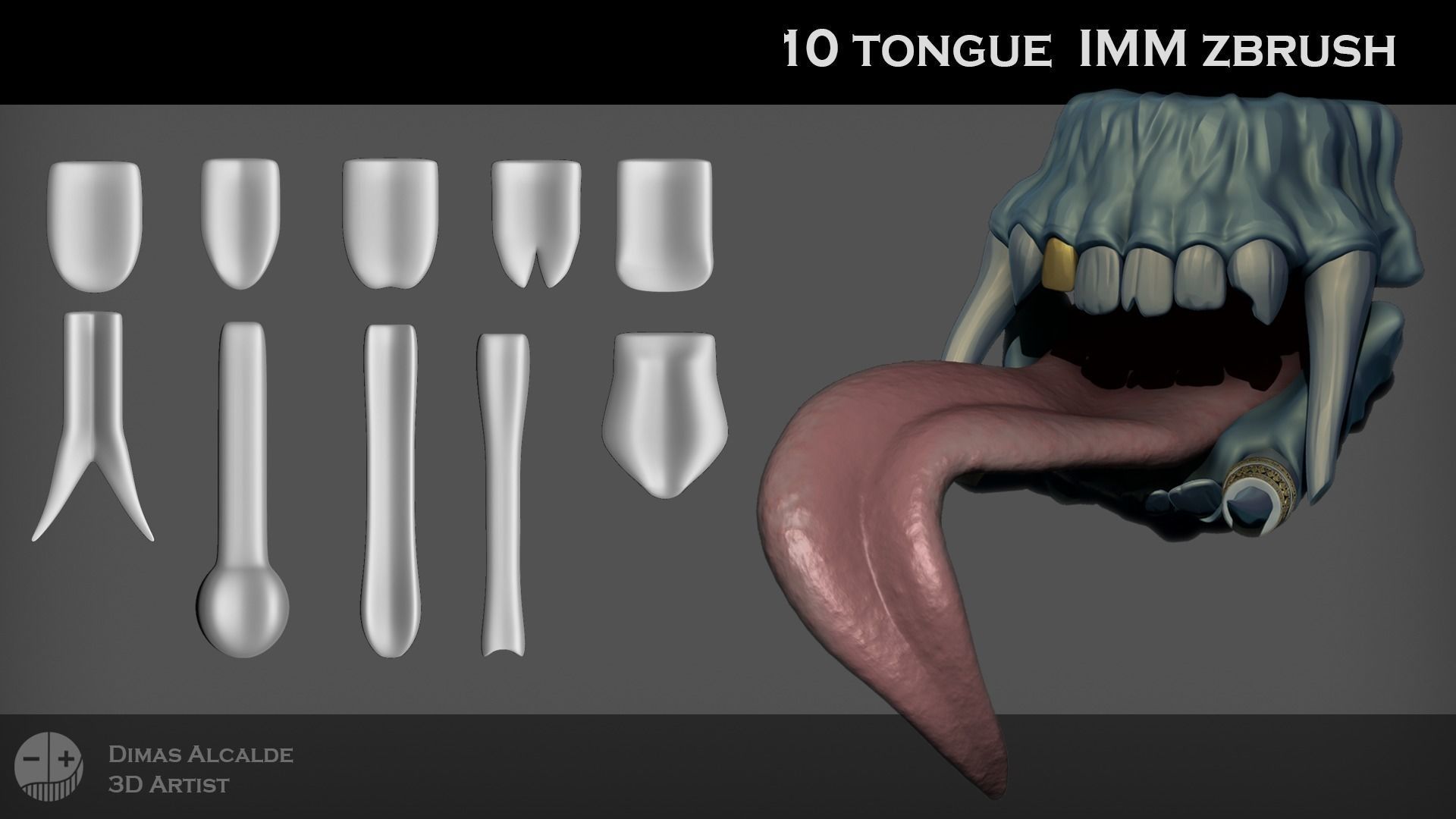10 Character and Monster tongue zBRUSH IMM Low-poly 3D model_2