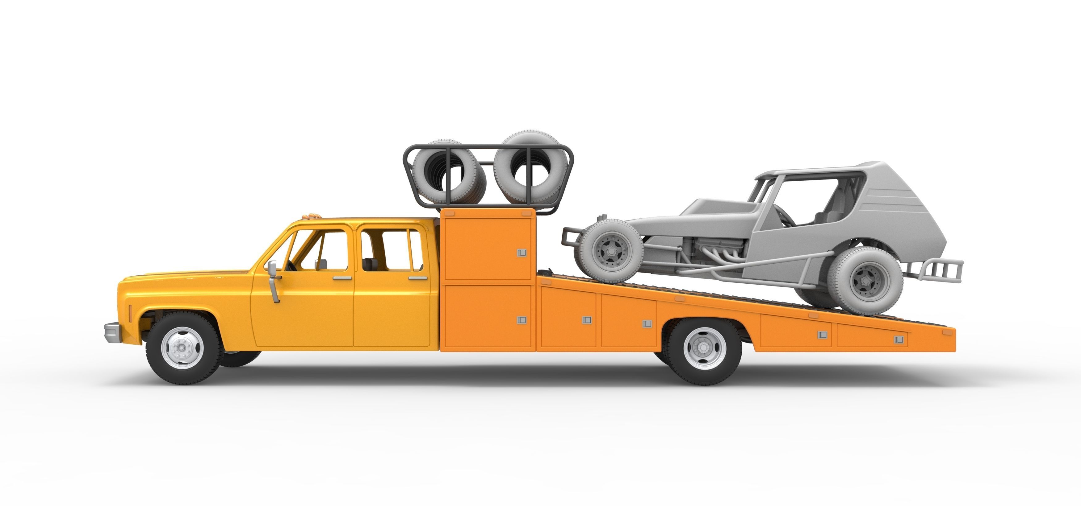 Vintage Transporter truck for Race car Scale 1 to 25 3D print model_4