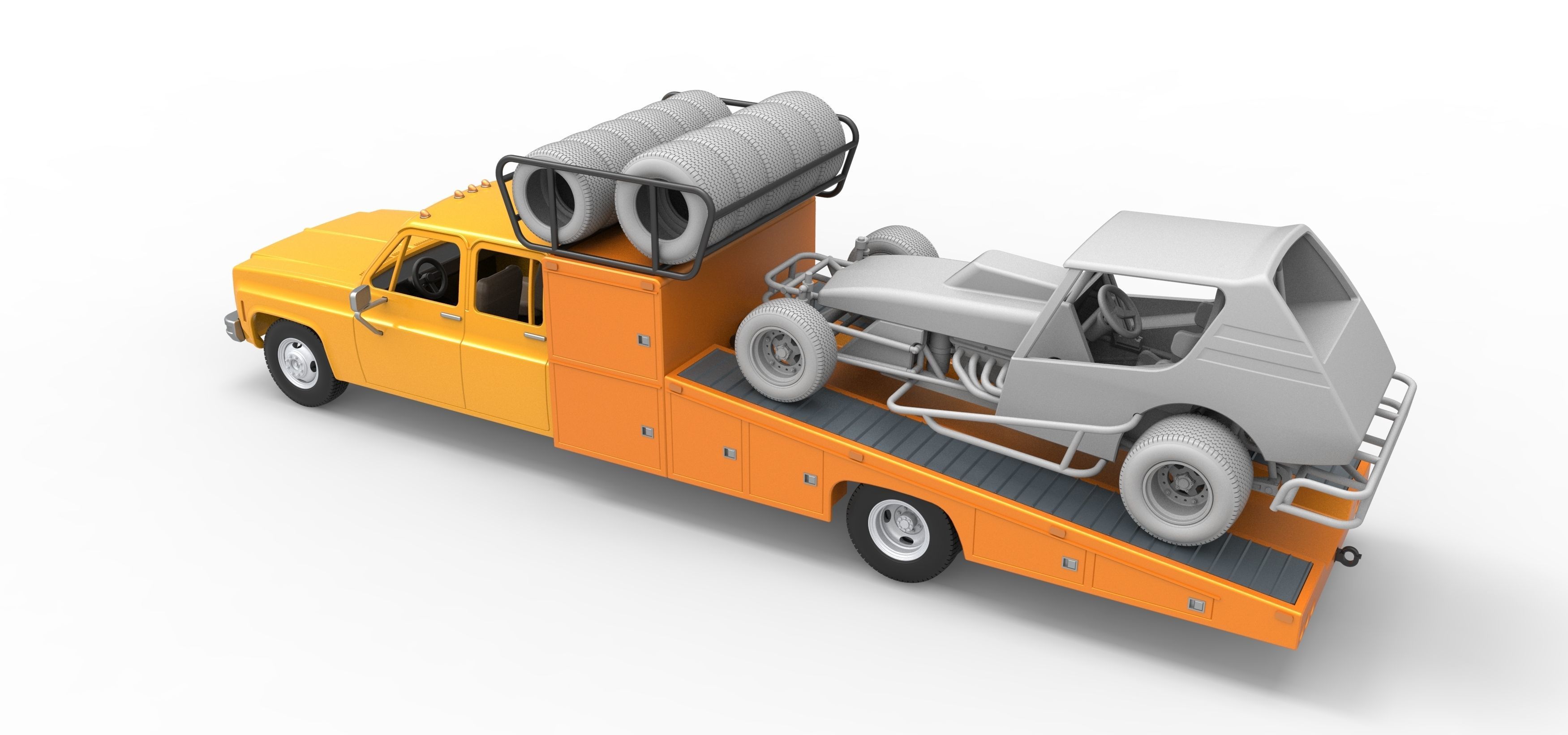 Vintage Transporter truck for Race car Scale 1 to 25 3D print model_6