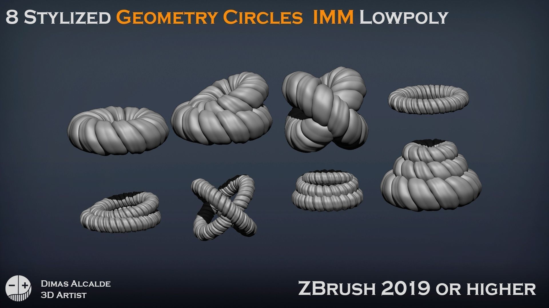 3D model 13 Stylized Rope Curve IMM Brush Pack Zbrush Blender VR / AR ...