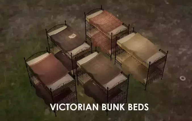 Ornate Victorian Bunk Beds - 4K PBR Low-poly 3D model Ornate Victorian Bunk Beds - 4K PBR Low-poly 3D model