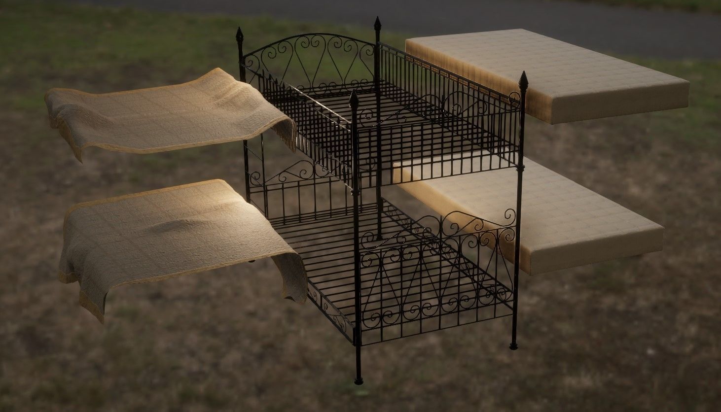 Ornate Victorian Bunk Beds - 4K PBR Low-poly 3D model_6