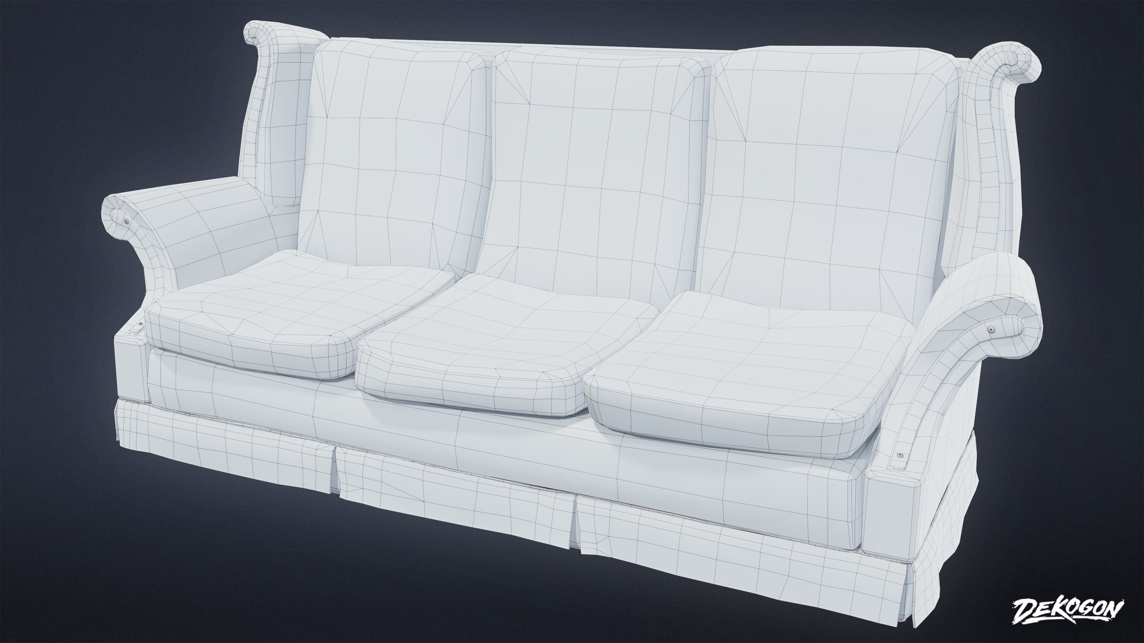 SUBURBS - Couch 22 - LOW POLY AND NANITE Low-poly 3D model_7