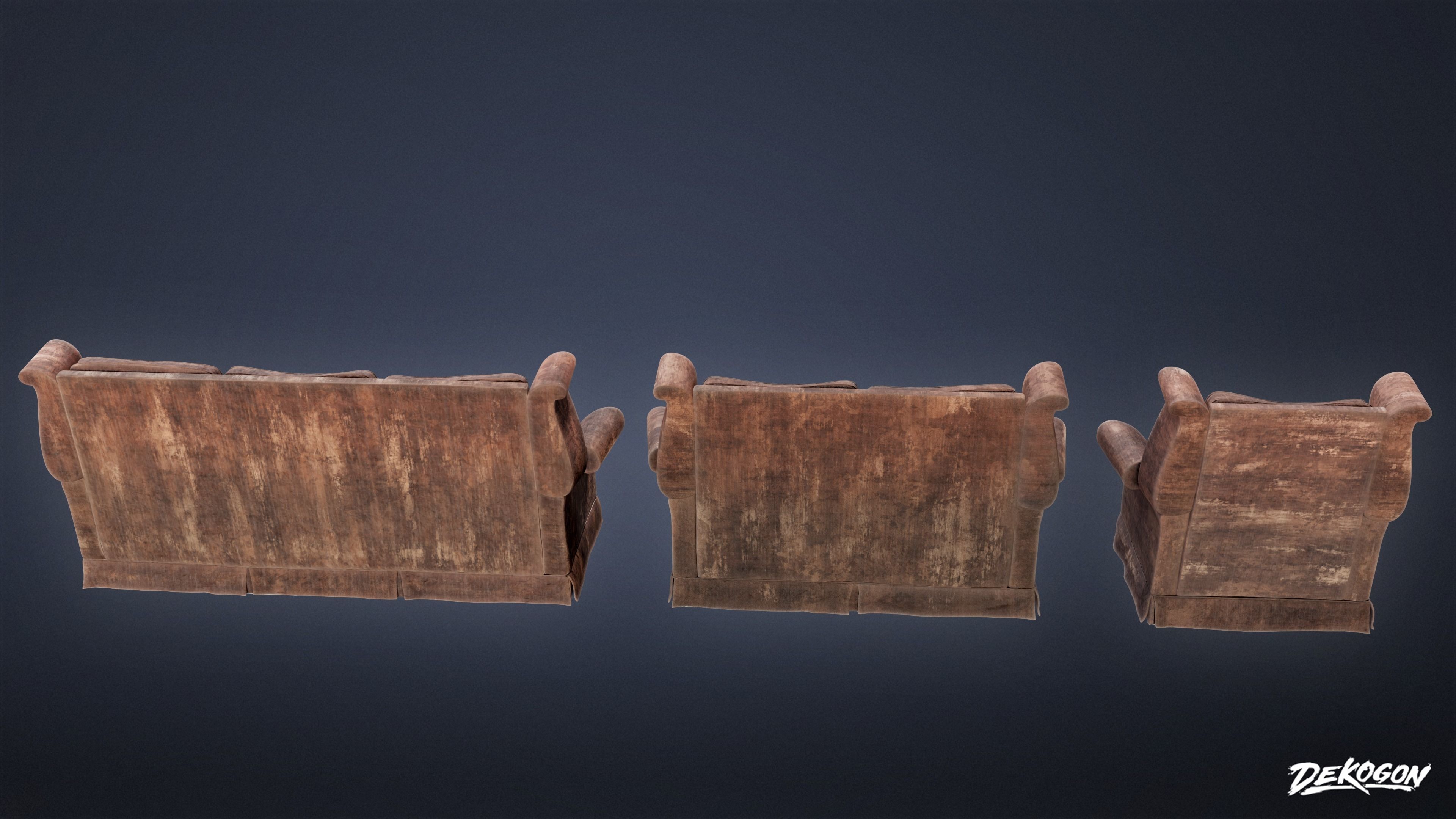 SUBURBS - Couch 22 - LOW POLY AND NANITE Low-poly 3D model_2